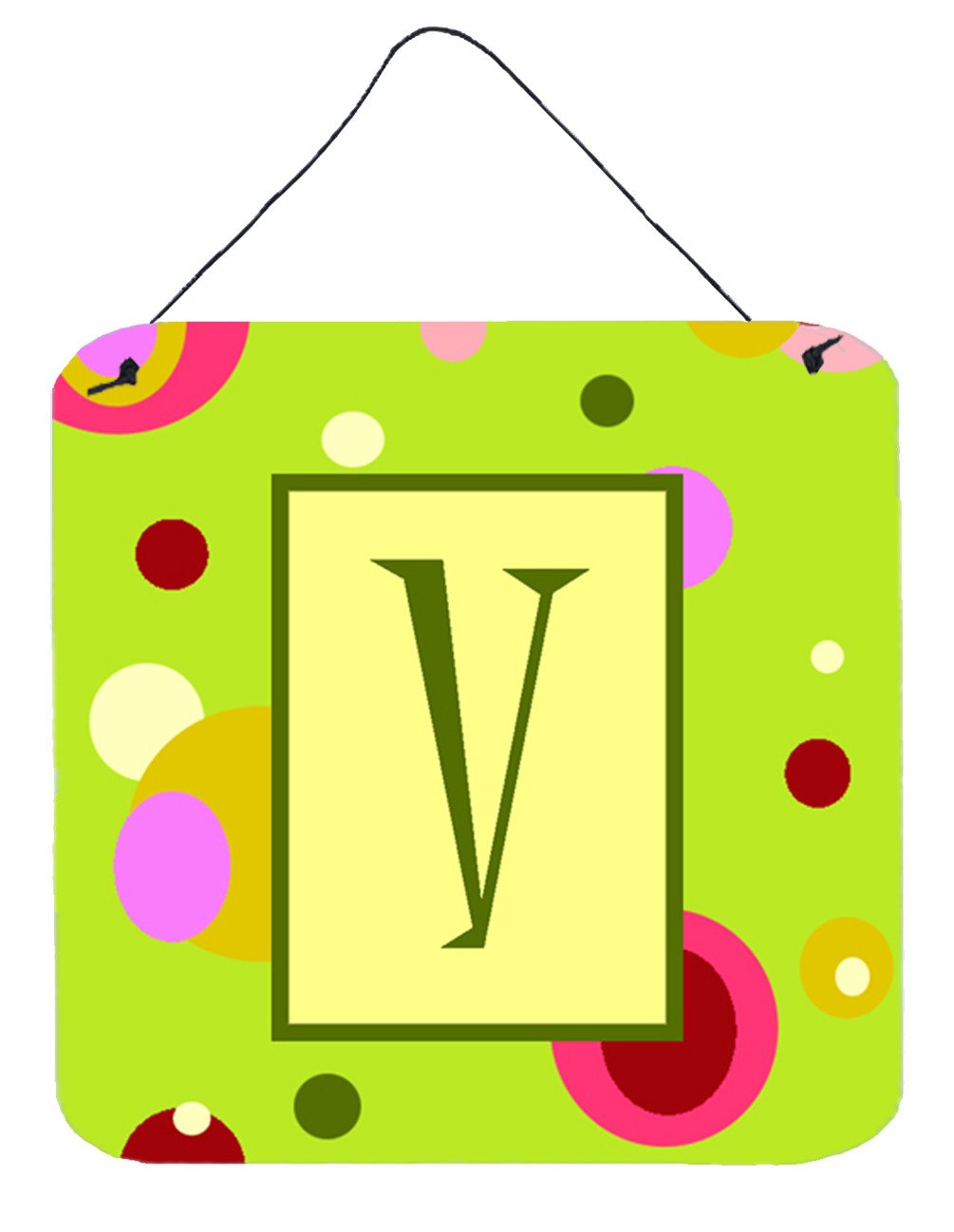 Letter V Initial Monogram - Green Aluminium Metal Wall or Door Hanging Prints by Caroline's Treasures