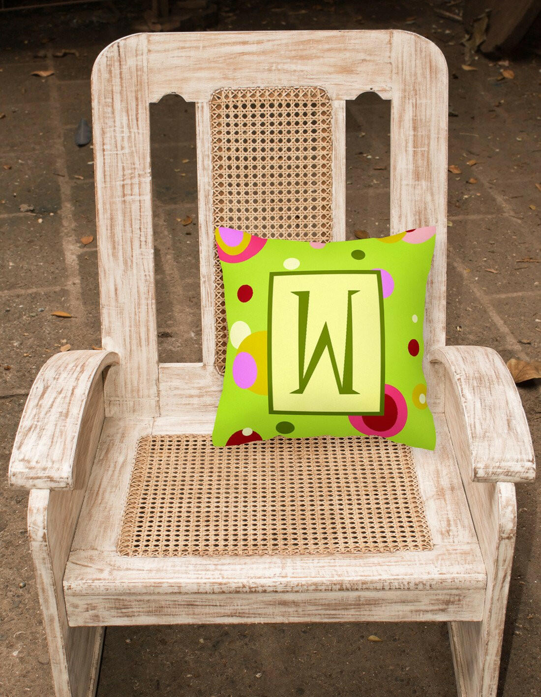 Letter W Initial Monogram - Green Decorative   Canvas Fabric Pillow - the-store.com