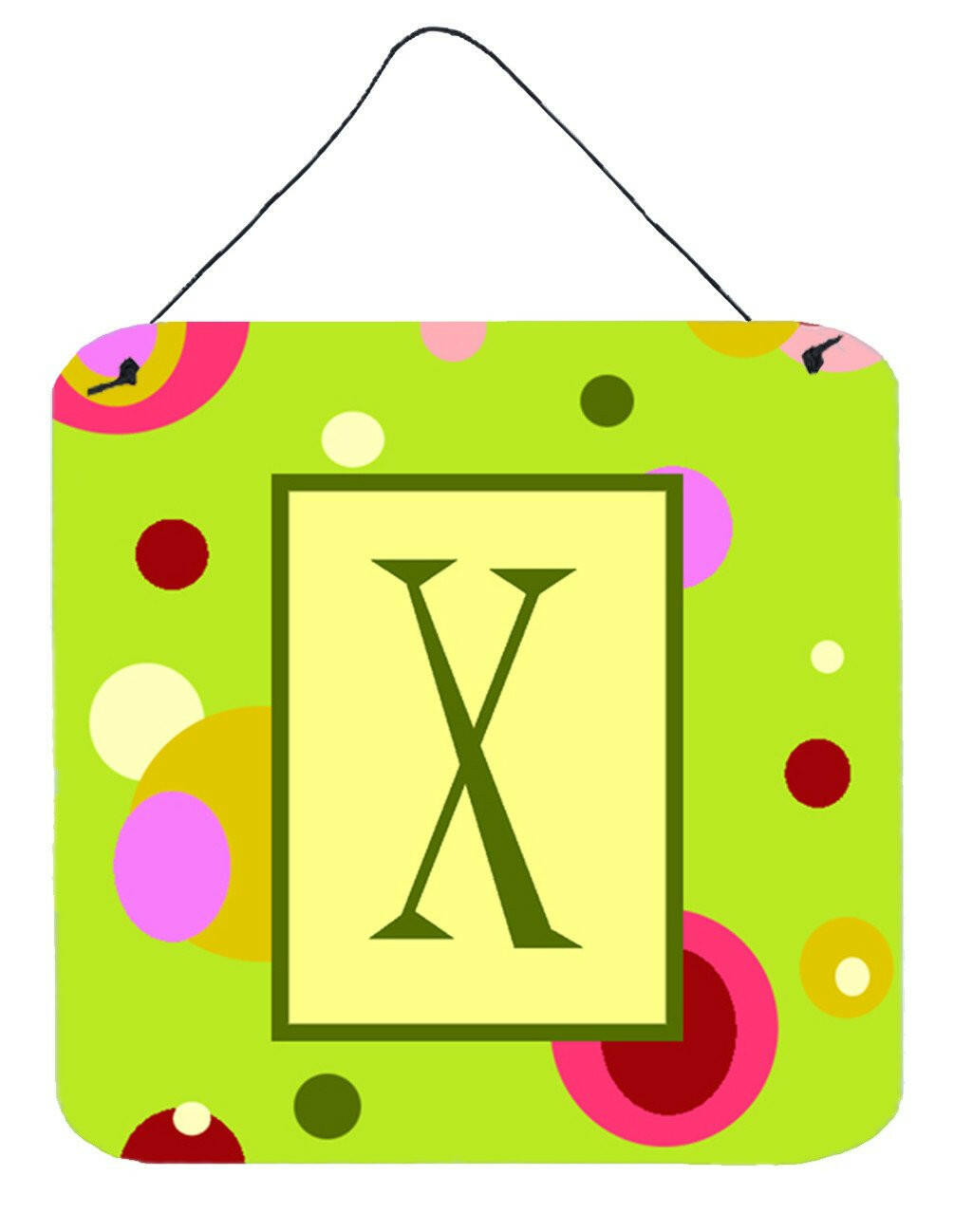 Caroline's Treasures Letter X Initial Monogram - Green Aluminium Metal Wall or Door Hanging Prints