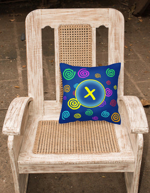 Letter X Initial Monogram - Blue Swirls Decorative   Canvas Fabric Pillow - the-store.com