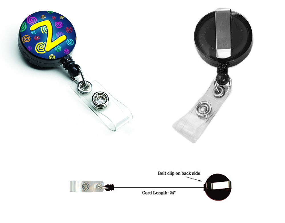 Letter Z Initial Monogram - Blue Swirls Retractable Badge Reel CJ1011-ZBR