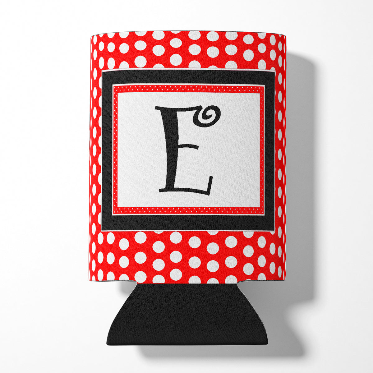 Lettre E Monogramme initial - Pois noirs rouges Peut ou Bouteille Isolant de boisson Hugger