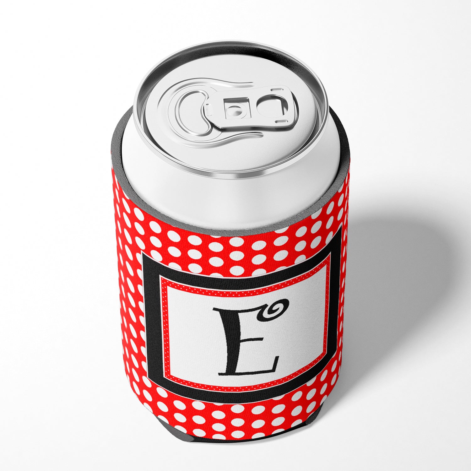 Lettre E Monogramme initial - Pois noirs rouges Peut ou Bouteille Isolant de boisson Hugger