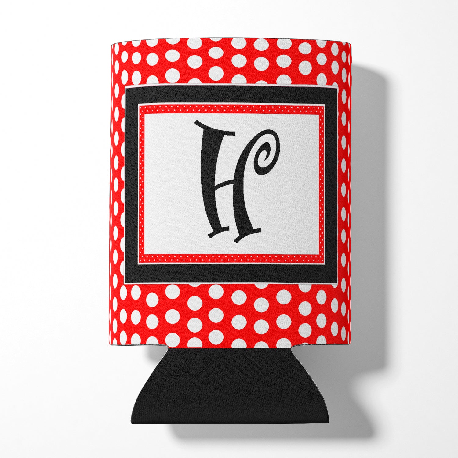 Letter H Initial Monogram - Red Black Polka Dots Can or Bottle Beverage Insulator Hugger