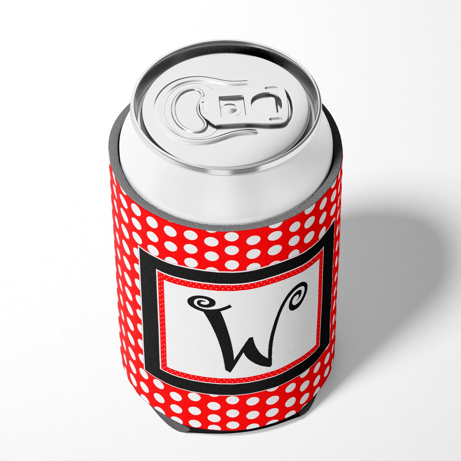 Lettre W Monogramme initial - Pois noirs rouges Peut ou Bouteille Isolant de boisson Hugger