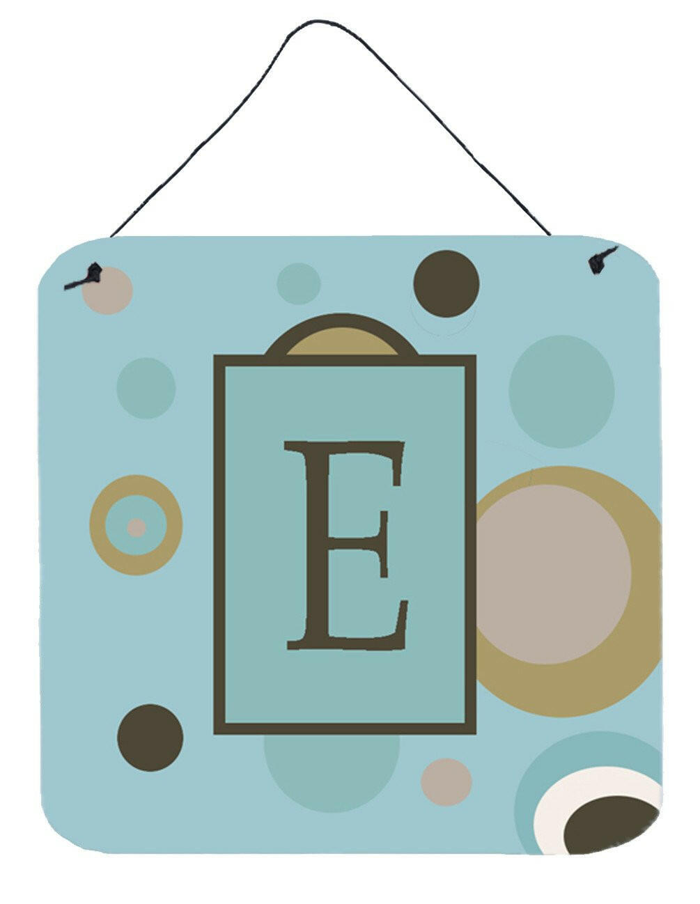 Letter E Initial Monogram - Blue Dots Wall or Door Hanging Prints by Caroline's Treasures