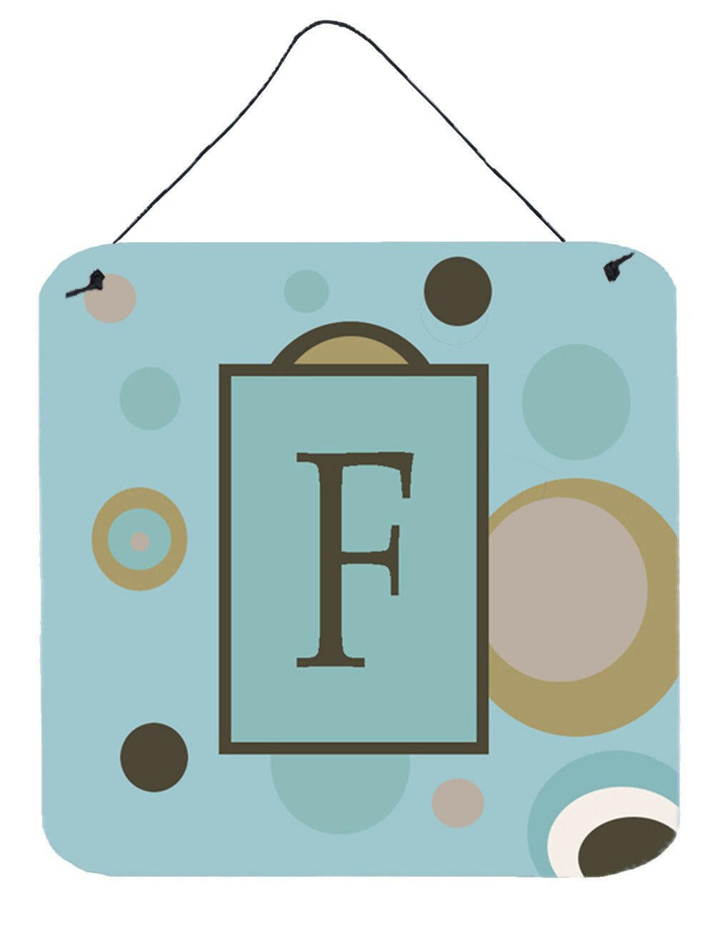 Letter F Initial Monogram - Blue Dots Wall or Door Hanging Prints by Caroline&#39;s Treasures