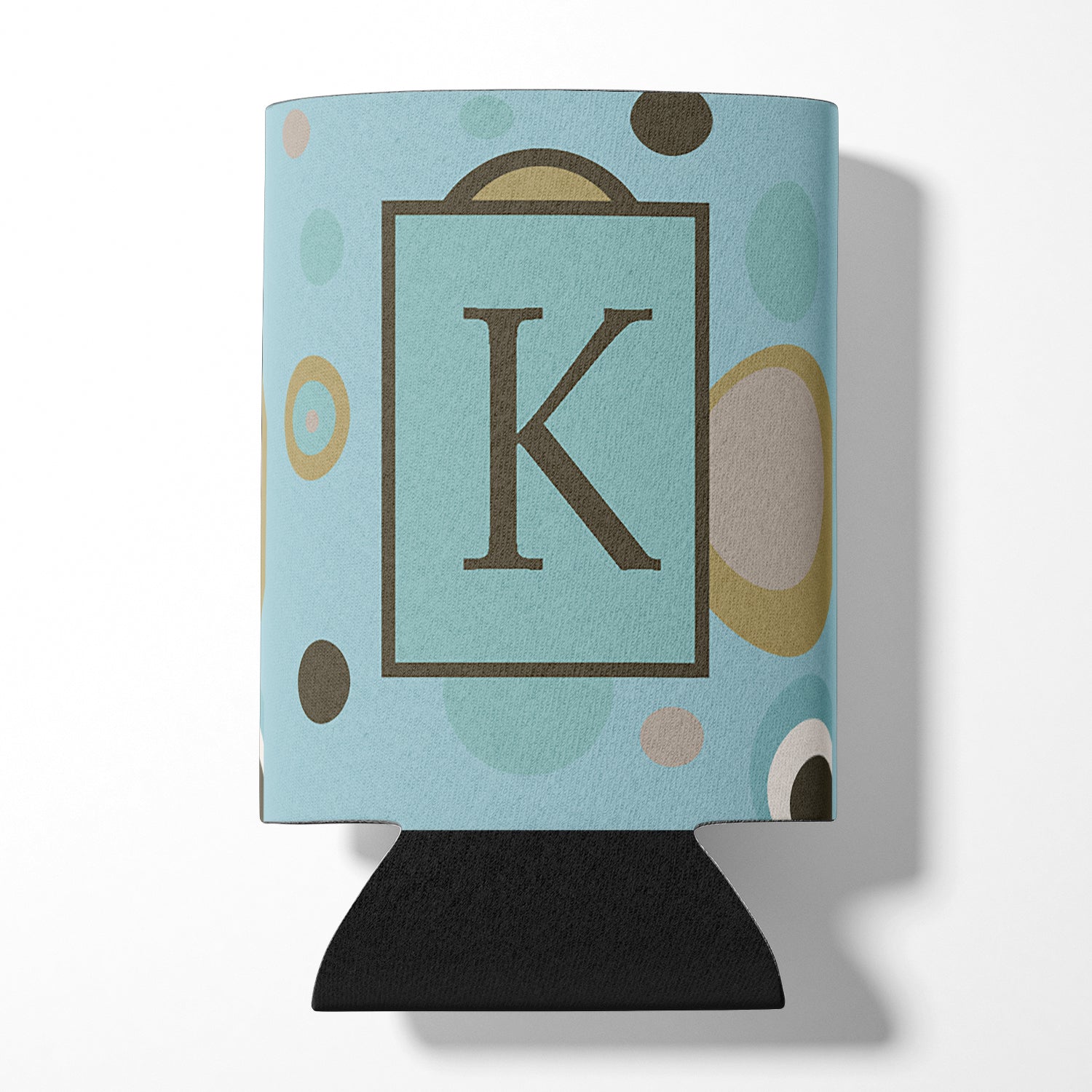 Letter K Initial Monogram - Blue Dots Can or Bottle Beverage Insulator Hugger.