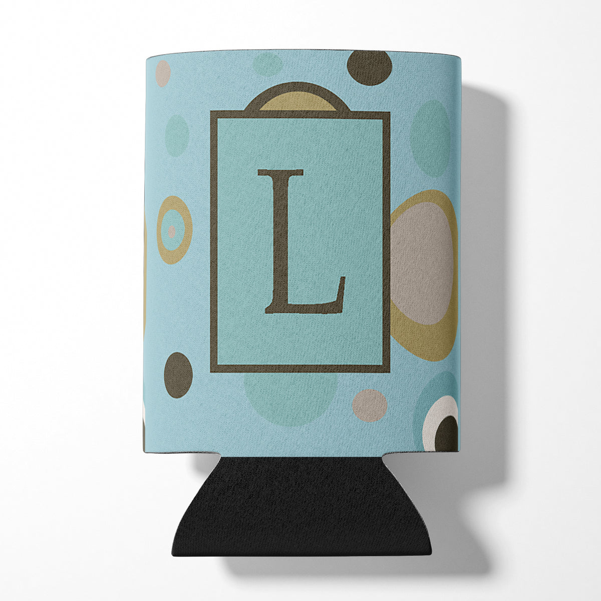 Letter L Initial Monogram - Blue Dots Can or Bottle Beverage Insulator Hugger.