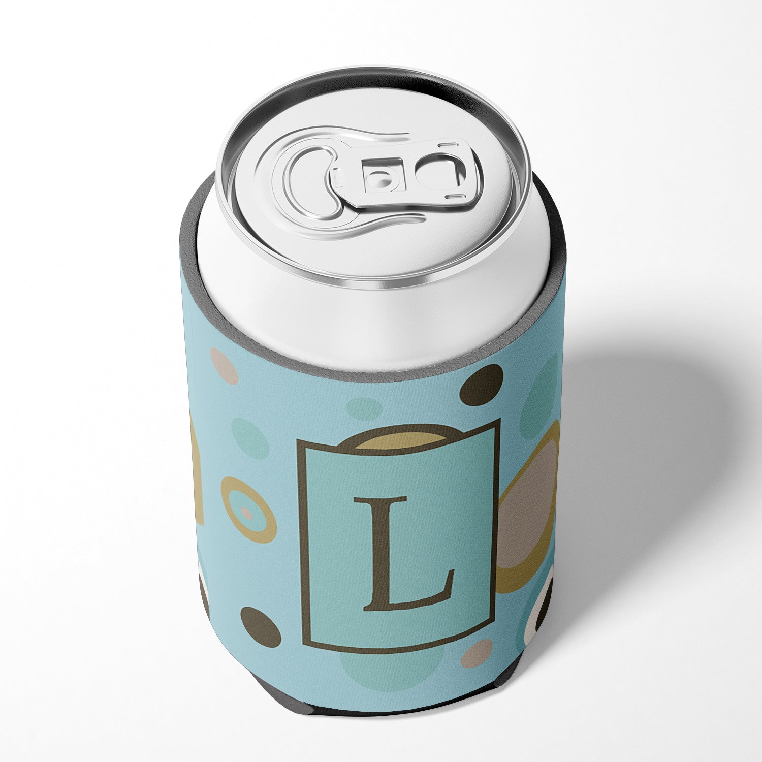 Letter L Initial Monogram - Blue Dots Can or Bottle Beverage Insulator Hugger