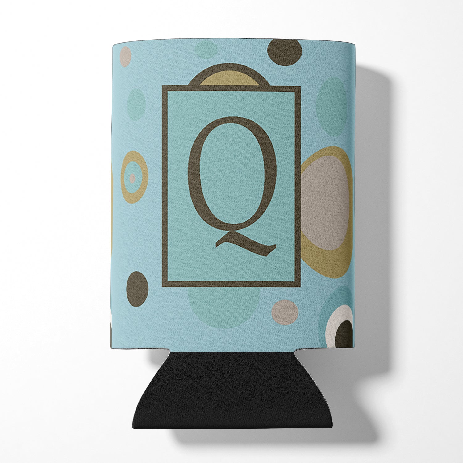 Letter Q Initial Monogram - Blue Dots Can or Bottle Beverage Insulator Hugger.