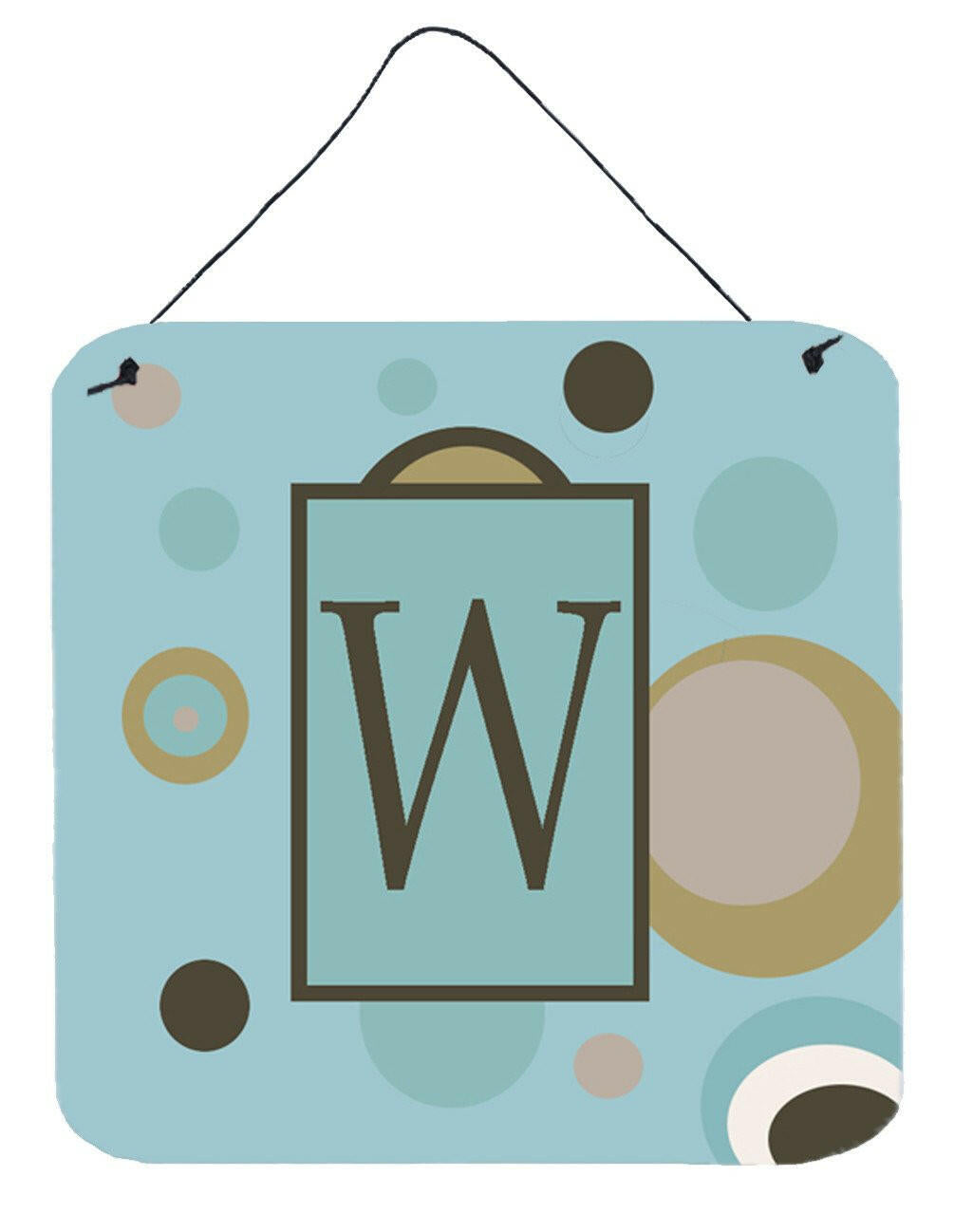 Letter W Initial Monogram - Blue Dots Wall or Door Hanging Prints by Caroline&#39;s Treasures