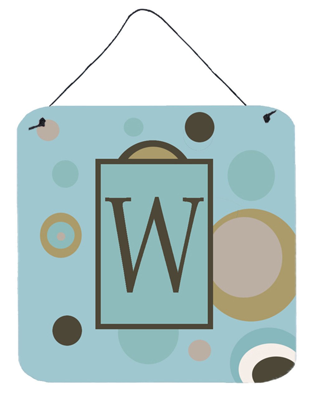 Letter W Initial Monogram - Blue Dots Wall or Door Hanging Prints by Caroline's Treasures