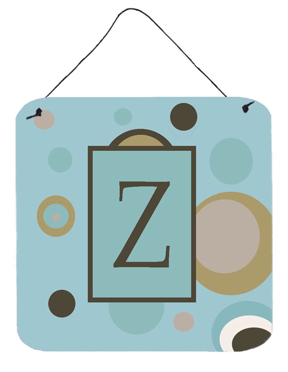 Letter Z Initial Monogram - Blue Dots Wall or Door Hanging Prints by Caroline&#39;s Treasures