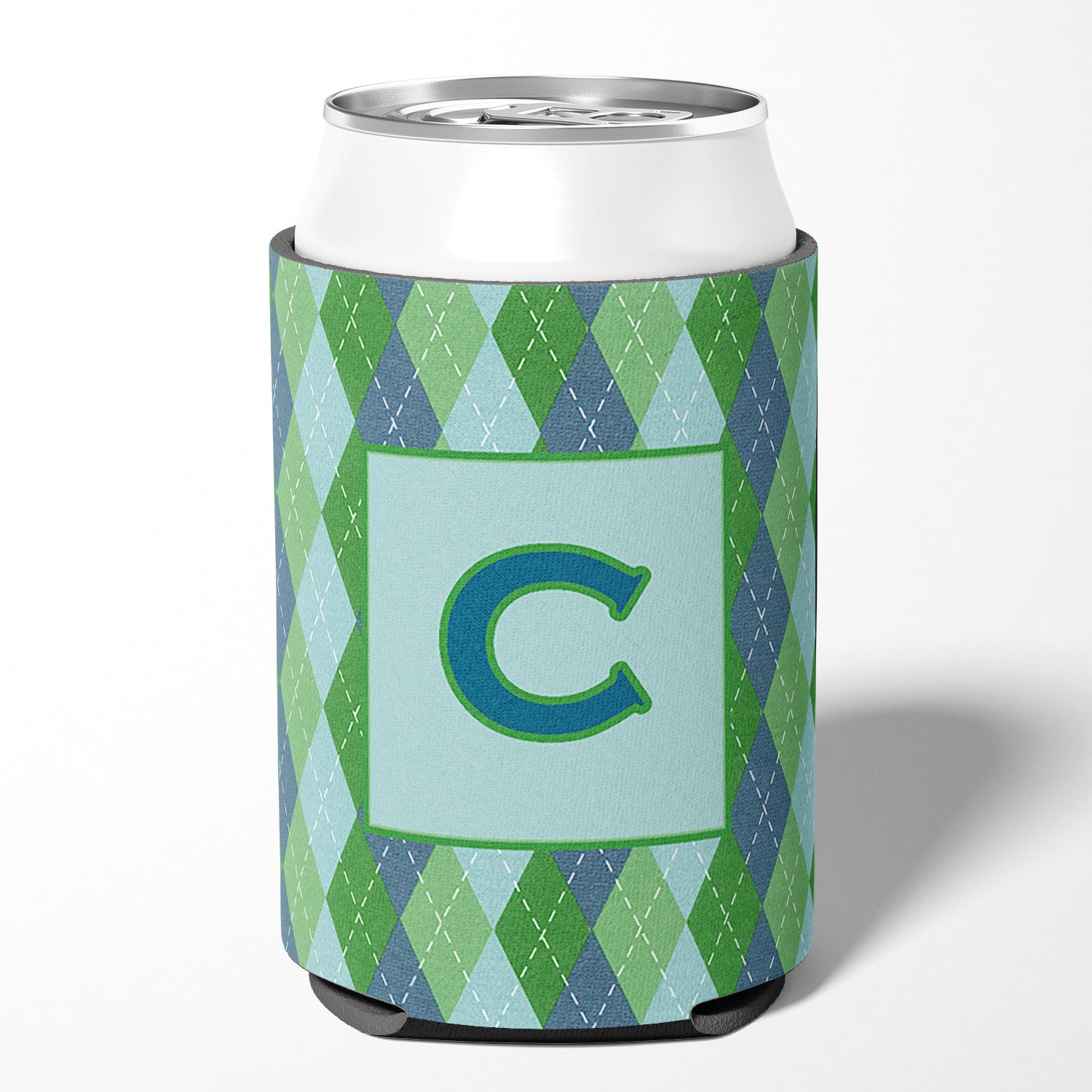 Letter C Initial Monogram - Blue Argoyle Can or Bottle Beverage Insulator Hugger.