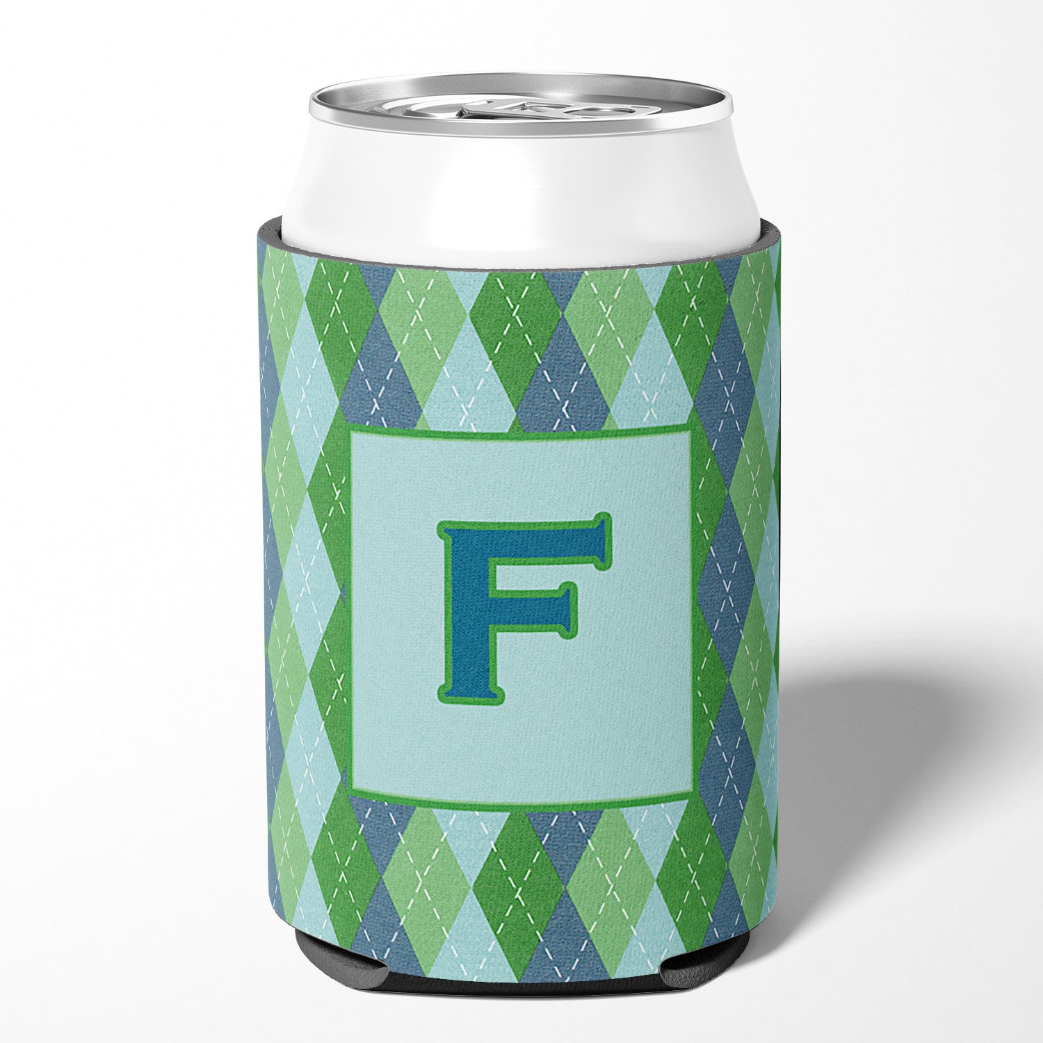 Letter F Initial Monogram - Blue Argoyle Can or Bottle Beverage Insulator Hugger.