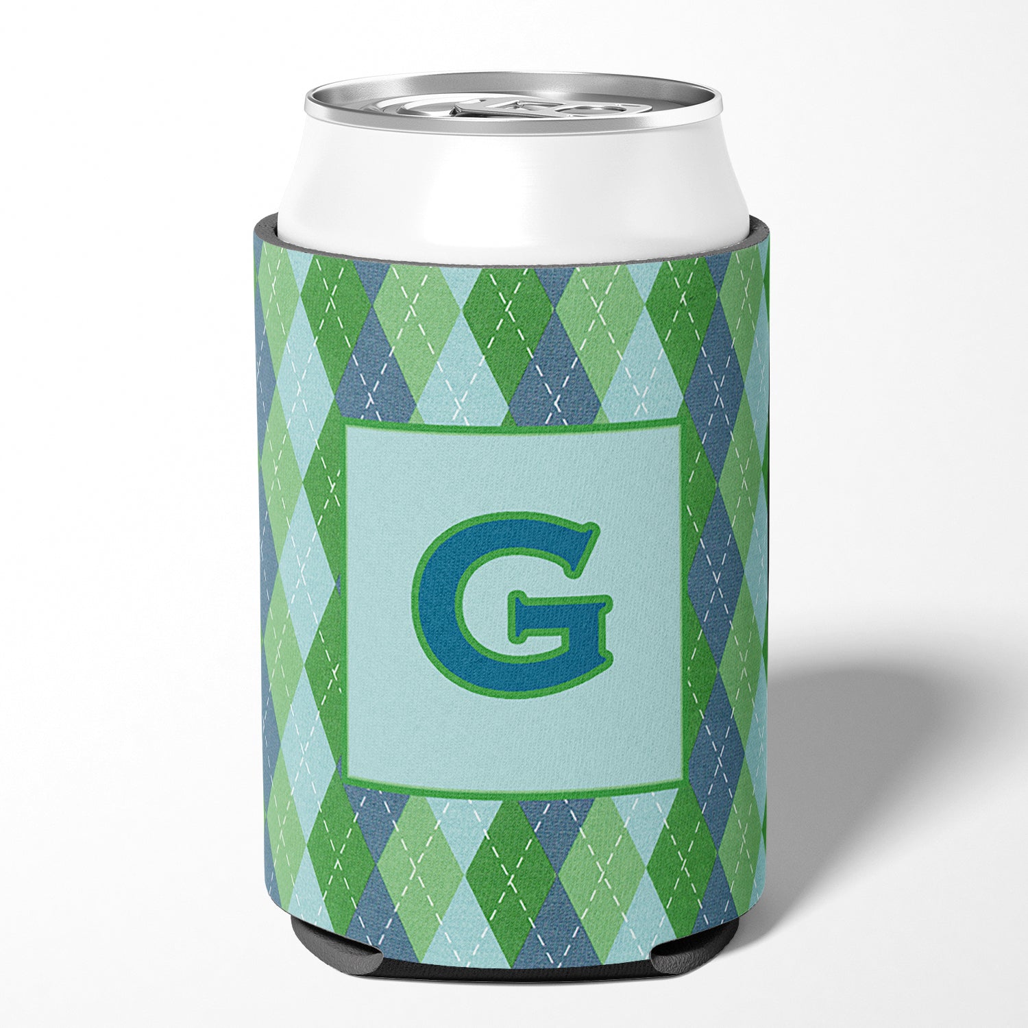 Letter G Initial Monogram - Blue Argoyle Can or Bottle Beverage Insulator Hugger.