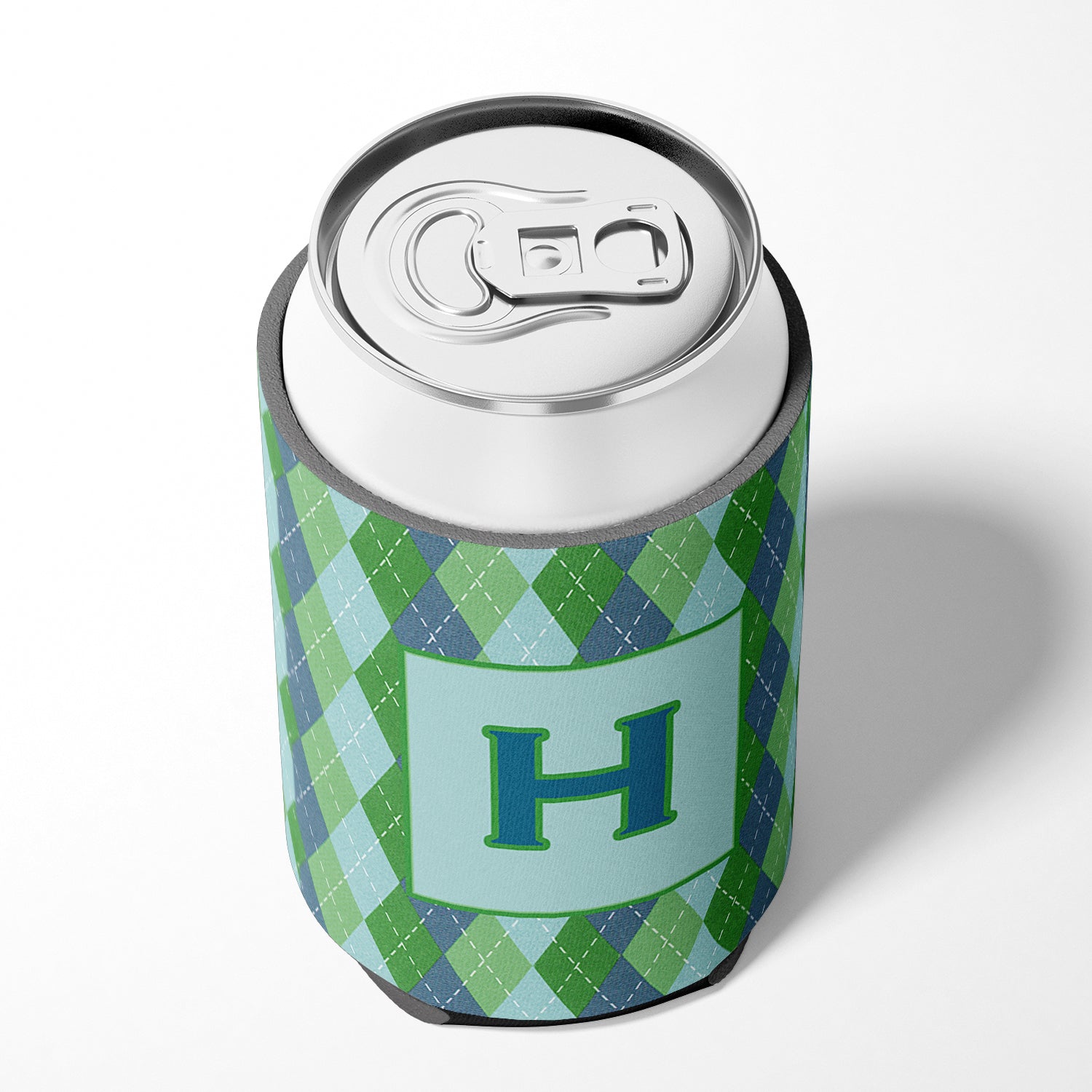 Letter H Initial Monogram - Blue Argoyle Can or Bottle Beverage Insulator Hugger.