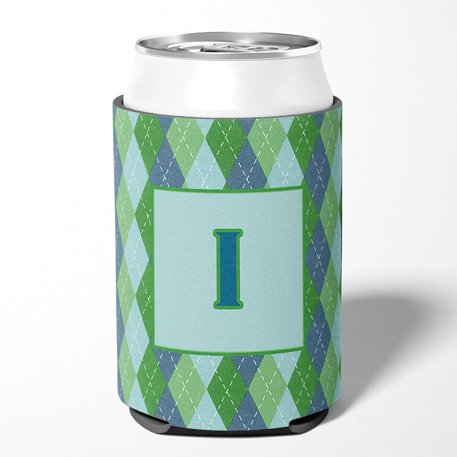 Lettre I Initial Monogram - Blue Argoyle Can or Bottle Beverage Insulator Hugger