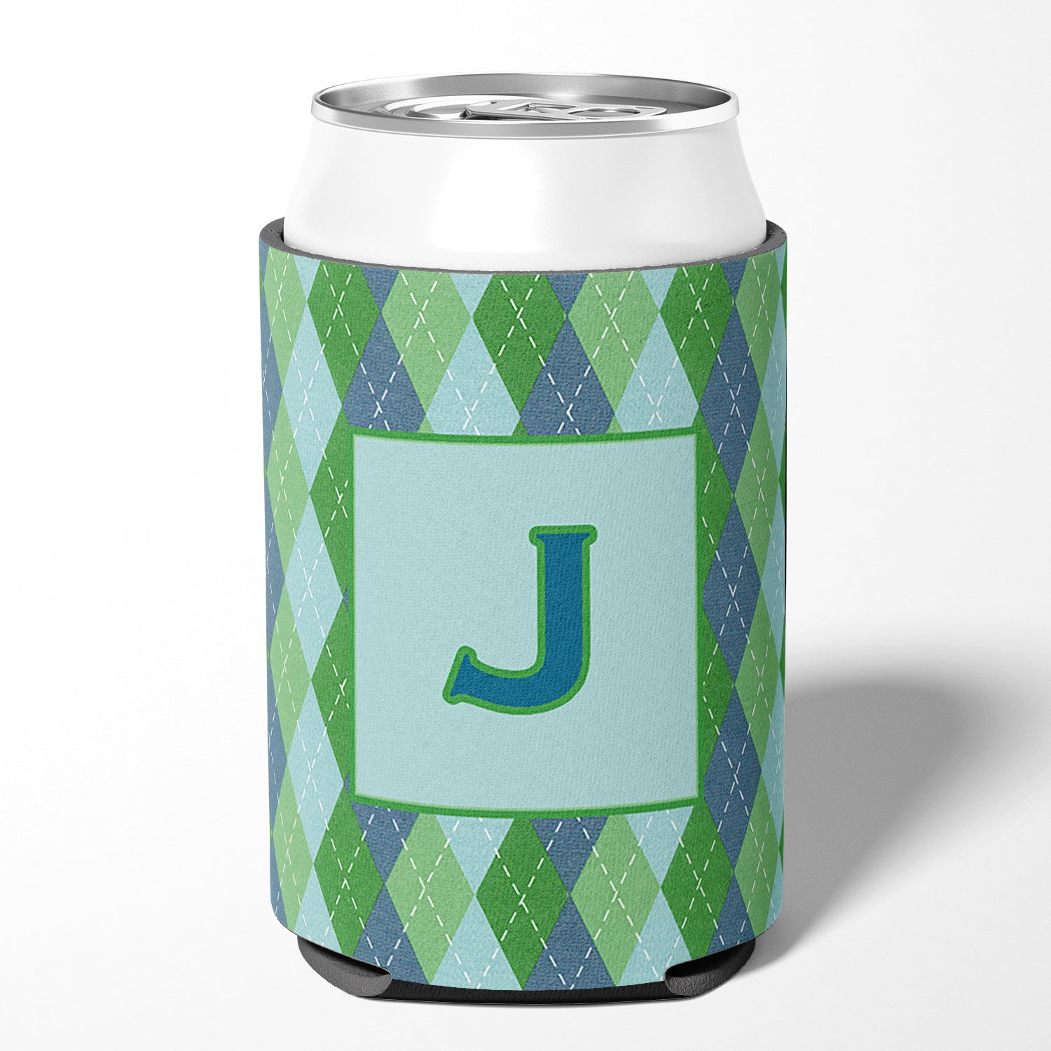Letter J Initial Monogram - Blue Argoyle Can or Bottle Beverage Insulator Hugger.