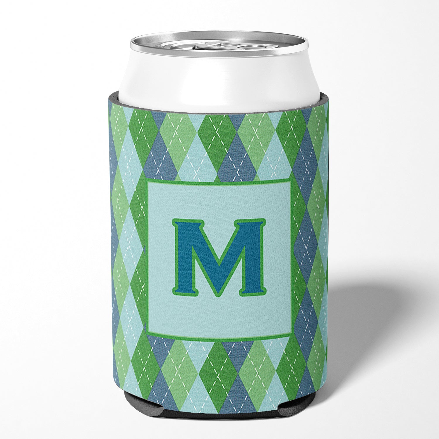 Letter M Initial Monogram - Blue Argoyle Can or Bottle Beverage Insulator Hugger.