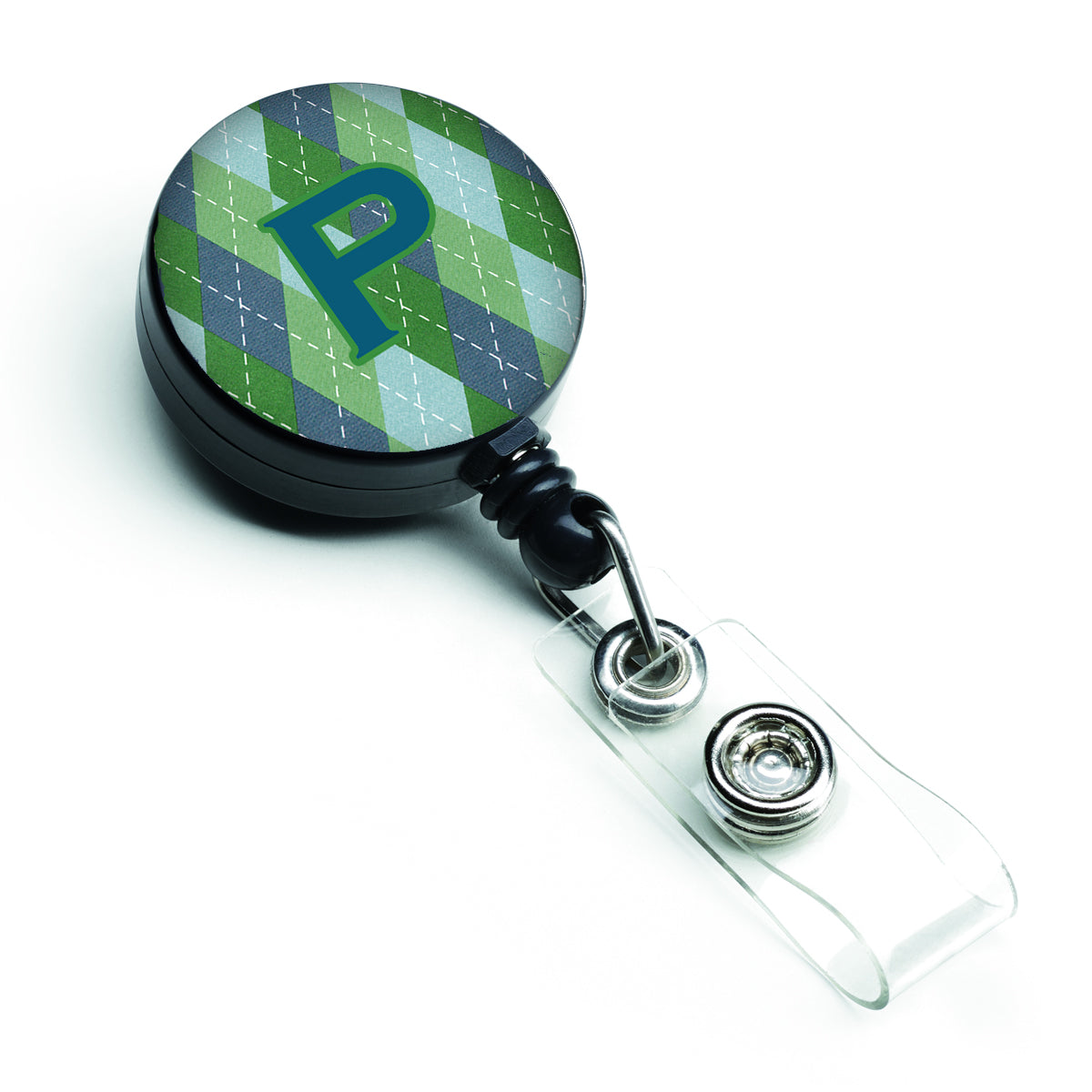 Initial P Monogram - Blue Argoyle  Retractable Badge Reel CJ1020-PBR