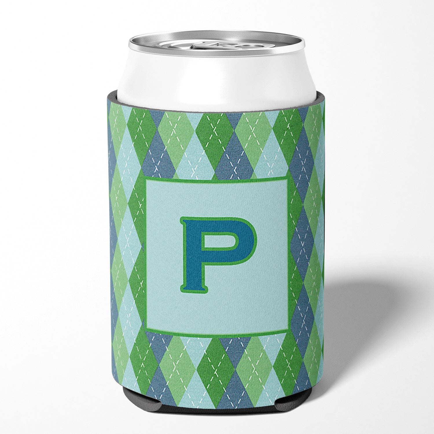 Lettre P Initial Monogram - Blue Argoyle Can or Bottle Beverage Insulator Hugger