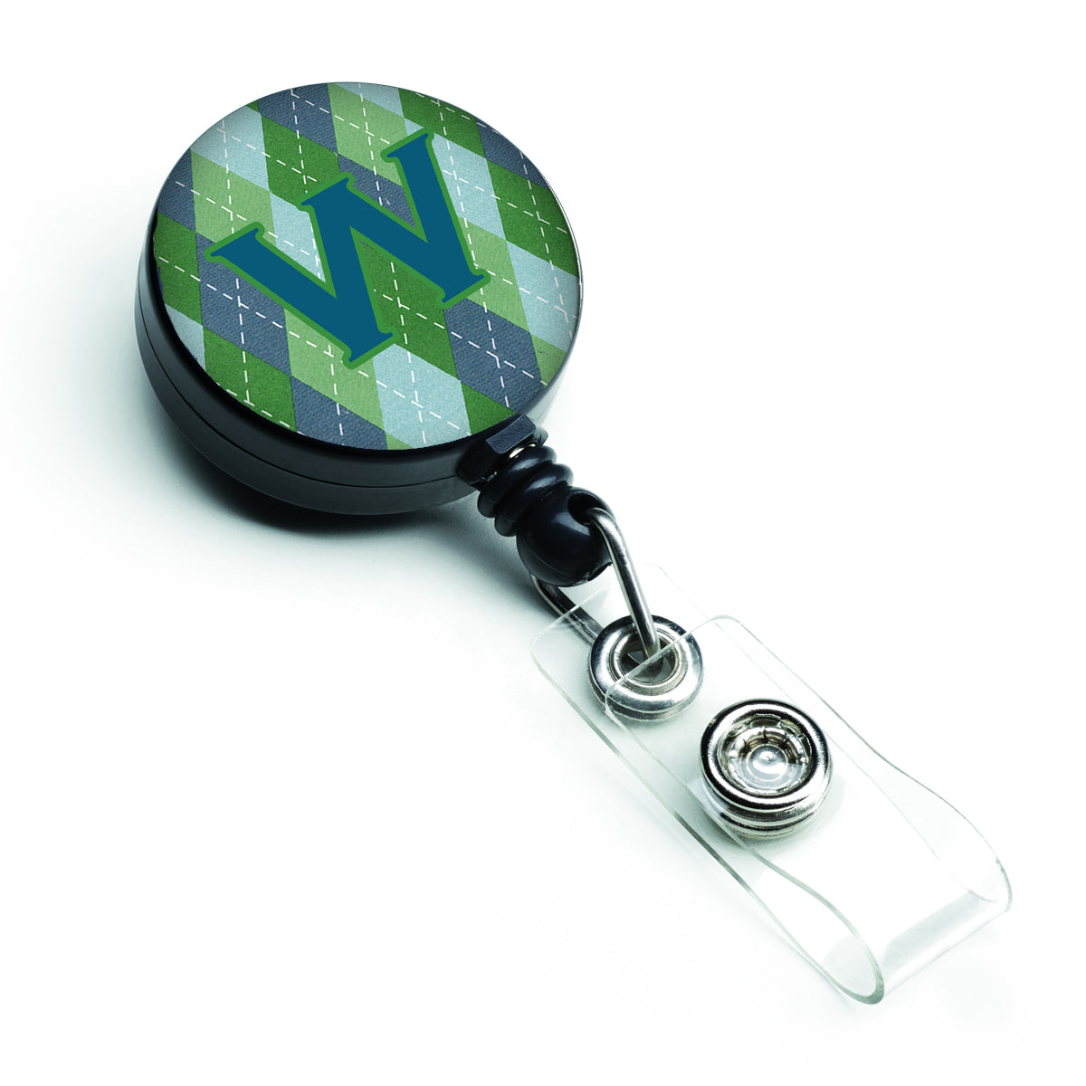 Initial W Monogram - Blue Argoyle  Retractable Badge Reel CJ1020-WBR