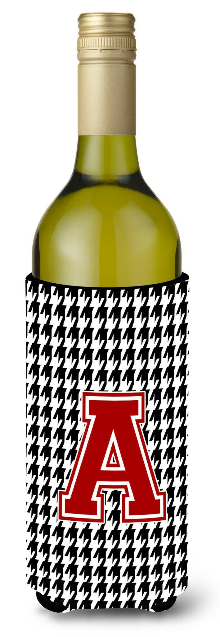 Monogram - Houndstooth  Initial  A Wine Bottle Beverage Insulator Beverage Insulator Hugger by Caroline&#39;s Treasures
