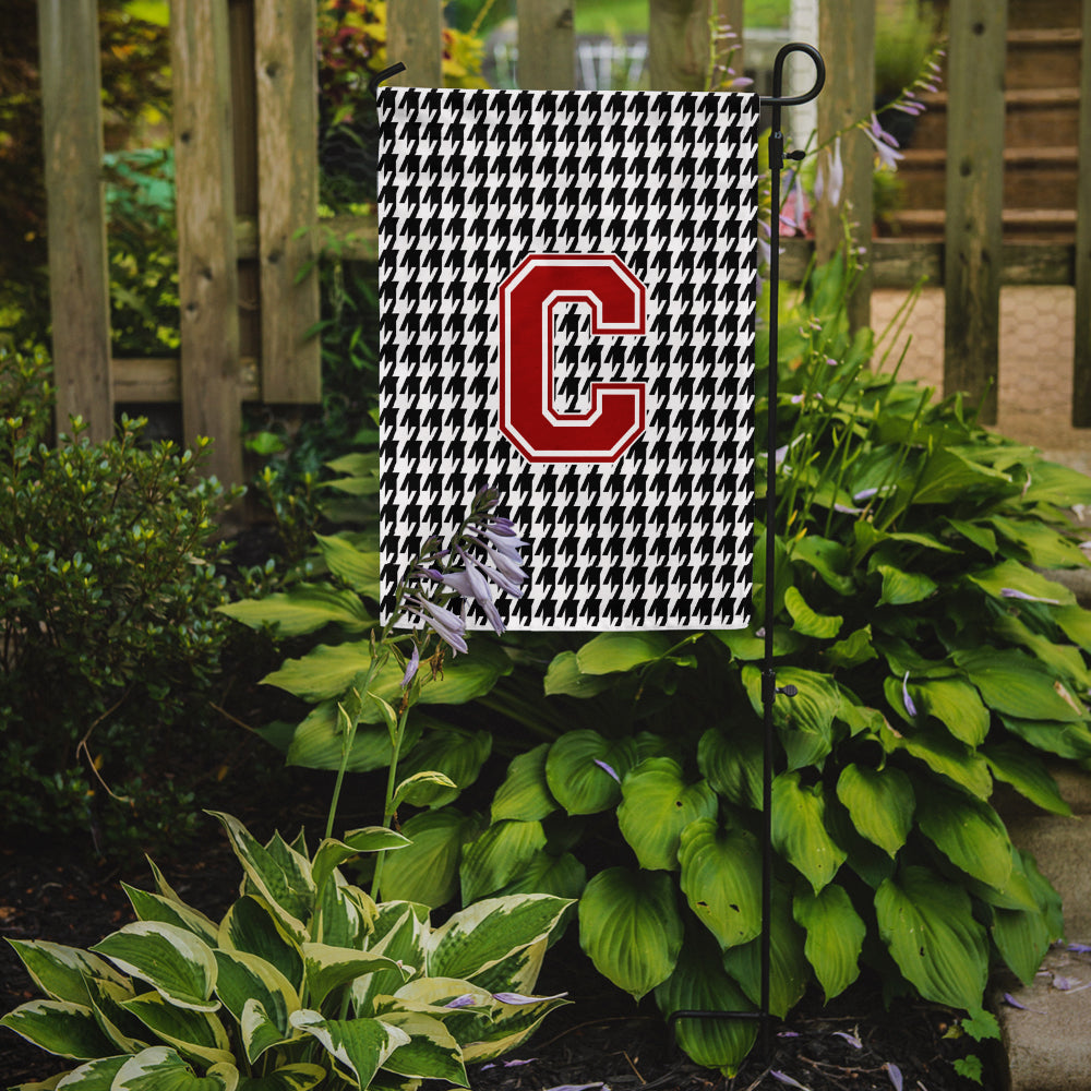 Houndstooth Black Initial  C Monogram Initial Flag Garden Size CJ1021.