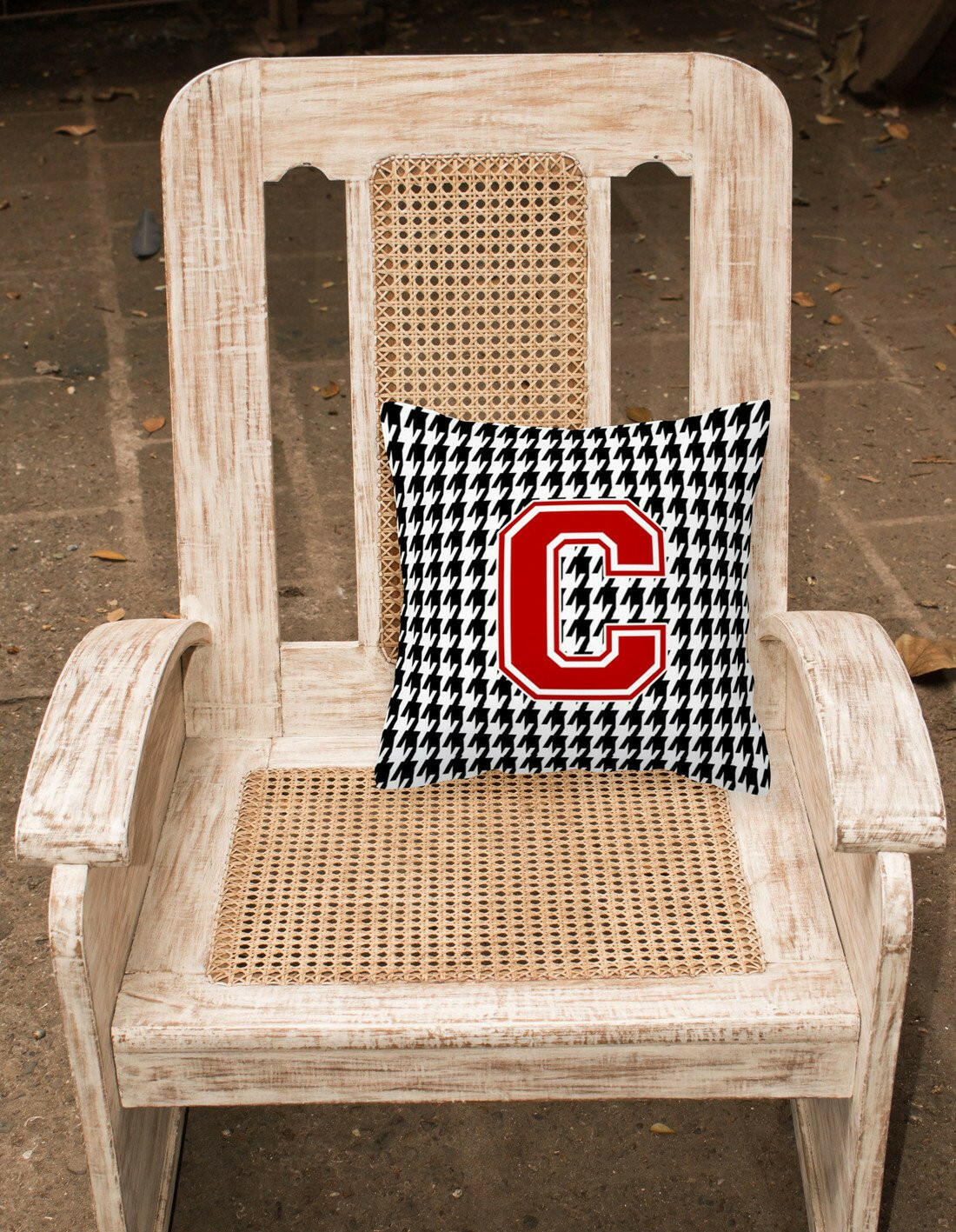 Monogram - Initial C Houndstooth Decorative   Canvas Fabric Pillow CJ1021 - the-store.com