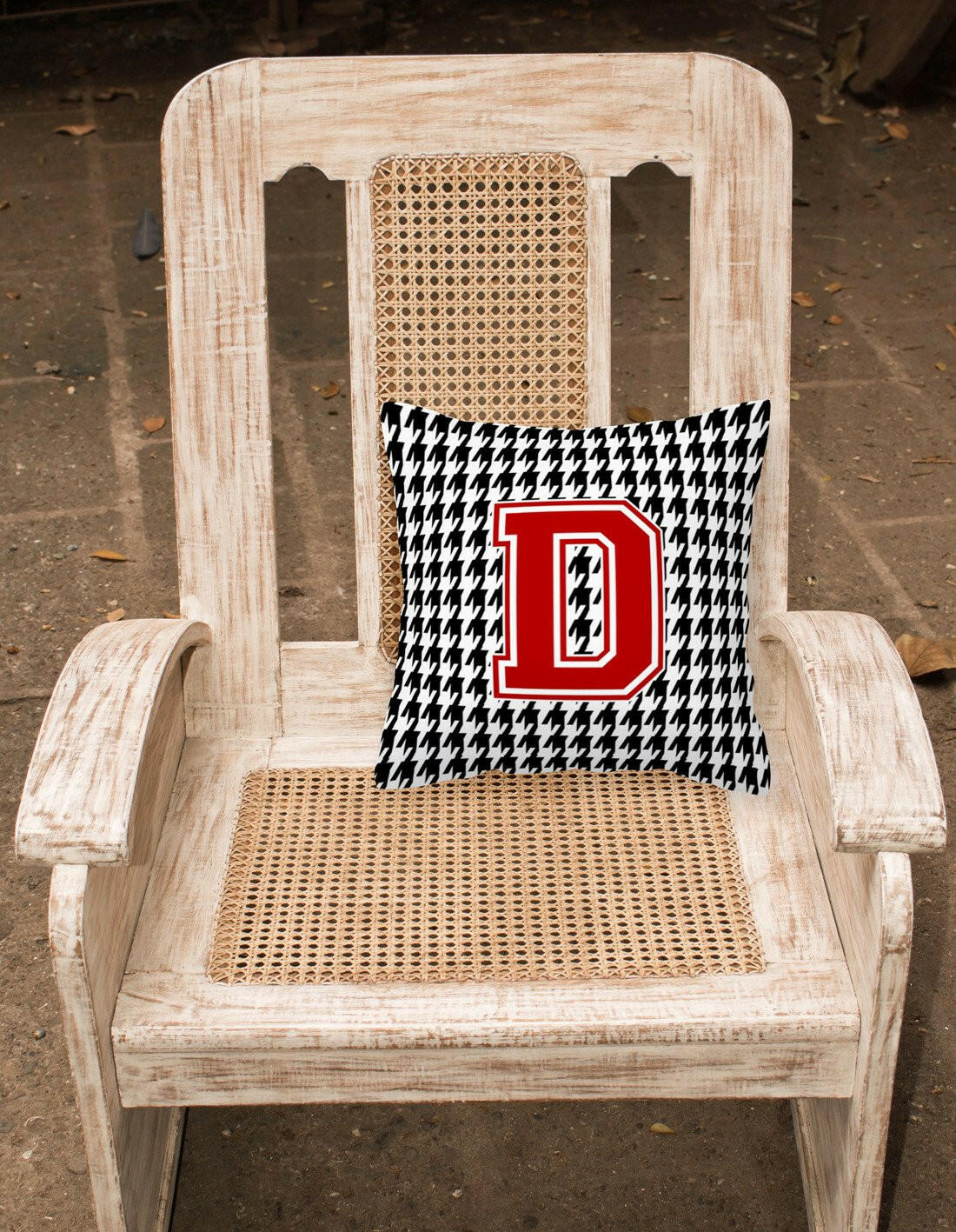 Monogram - Initial D Houndstooth Decorative   Canvas Fabric Pillow CJ1021 - the-store.com