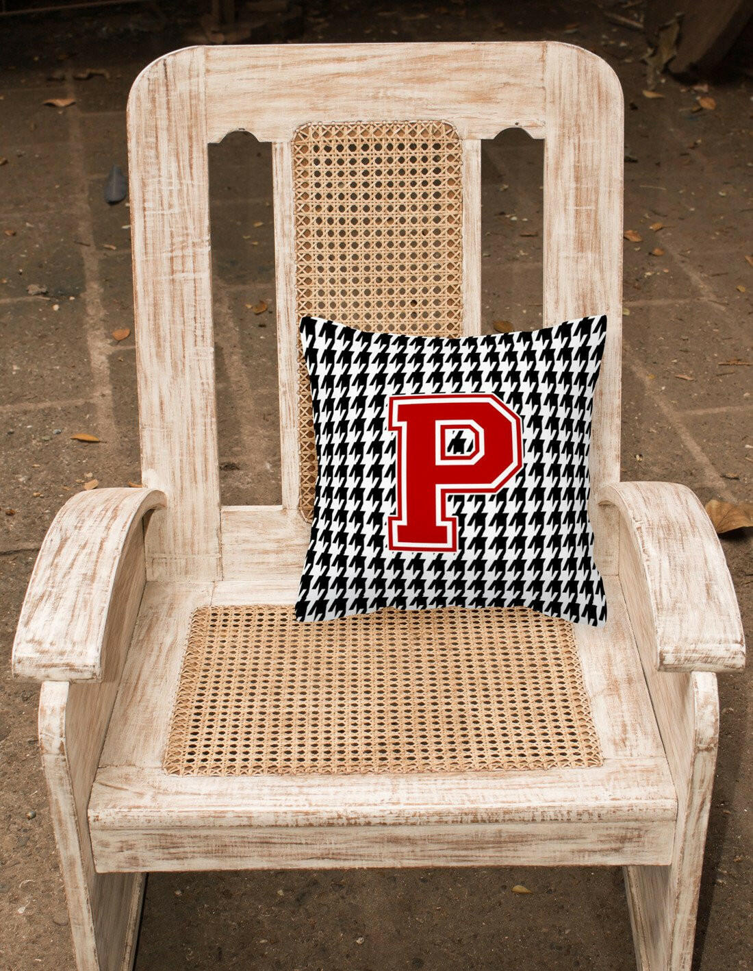 Monogram - Initial P Houndstooth Decorative   Canvas Fabric Pillow CJ1021 - the-store.com