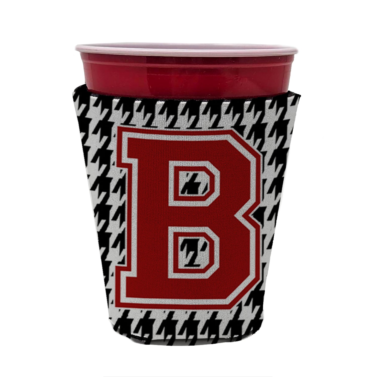 Caroline's Treasures Monogram - Houndstooth Initial B Cup Hugger - Reusable Party Cup Sleeve with Personality CJ1021B-RSC