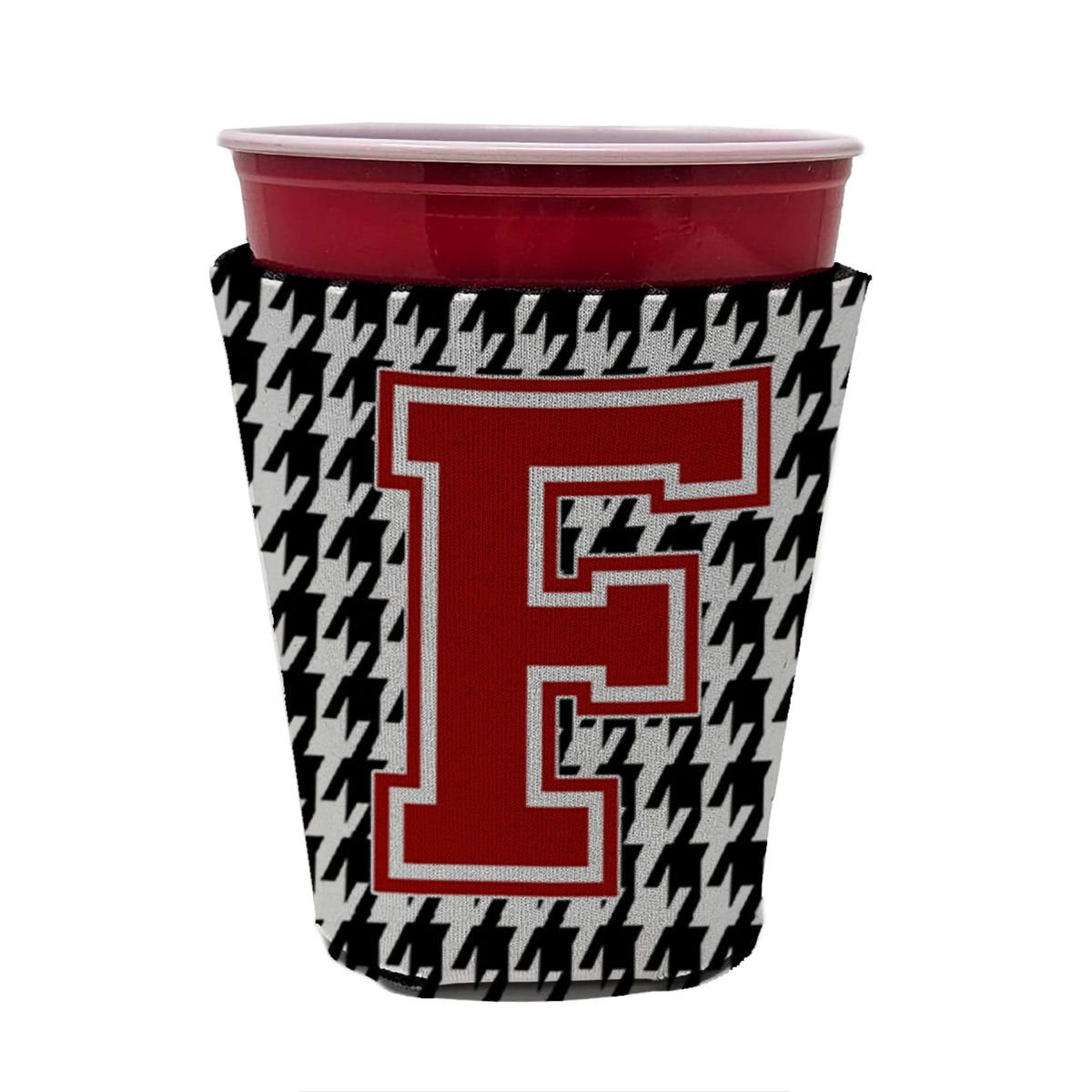 Caroline's Treasures Monogram - Houndstooth Initial F Cup Hugger - Reusable Party Cup Sleeve with Personality CJ1021F-RSC
