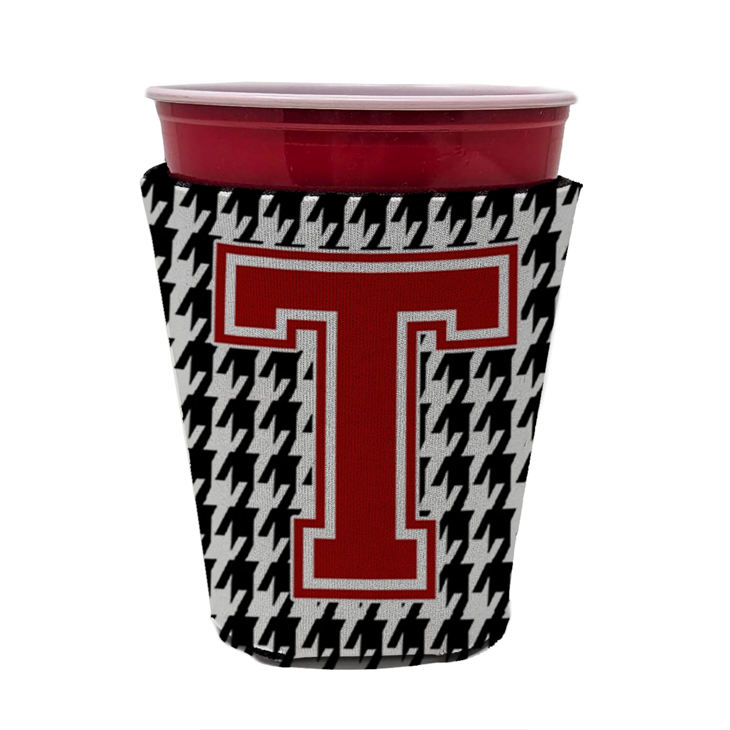 Caroline's Treasures Monogram - Houndstooth Initial T Cup Hugger - Reusable Party Cup Sleeve with Personality CJ1021T-RSC