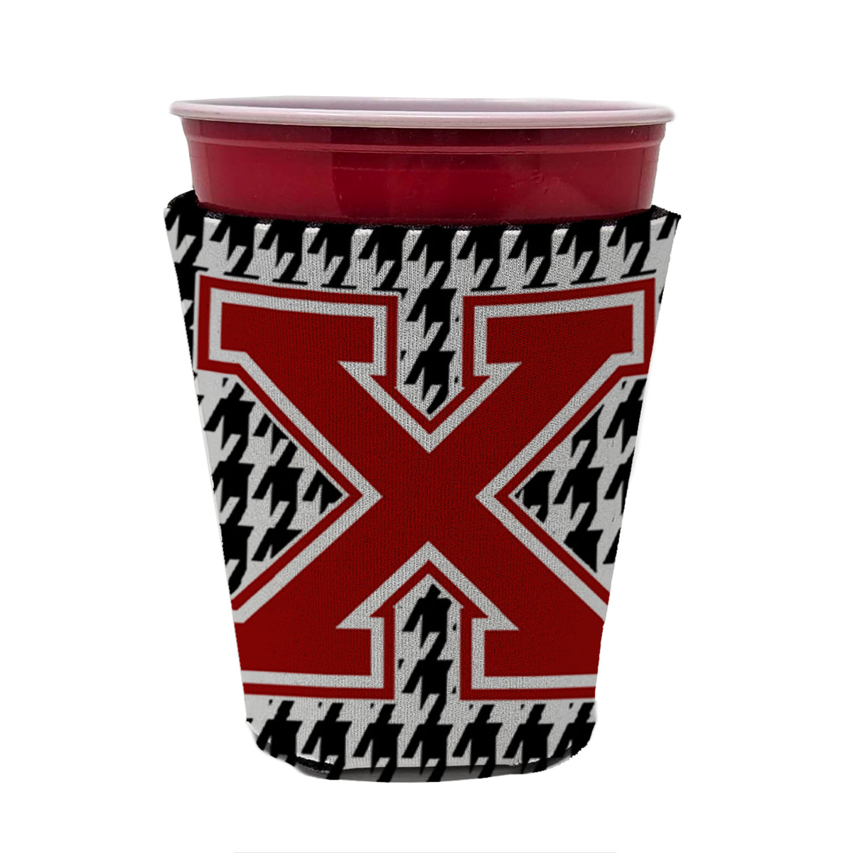Caroline's Treasures Monogram - Houndstooth Initial X Cup Hugger - Reusable Party Cup Sleeve with Personality CJ1021X-RSC