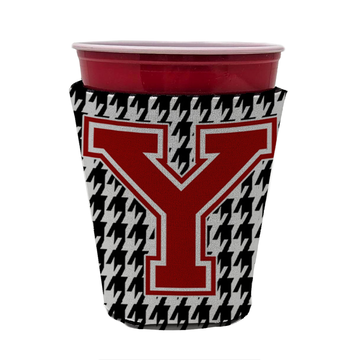 Monogram - Houndstooth  Initial  Y Red Cup Beverage Insulator Hugger CJ1021Y-RSC  the-store.com.