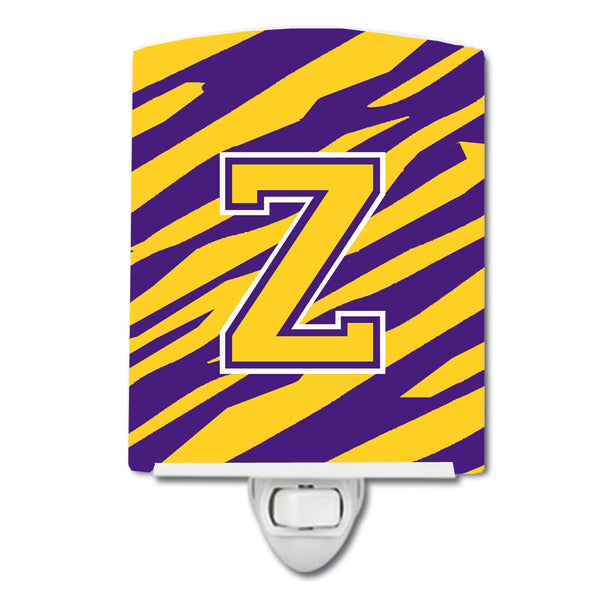 Letter Z Monogram - Tiger Stripe - Purple Gold Ceramic Night Light CJ1022-ZCNL - the-store.com
