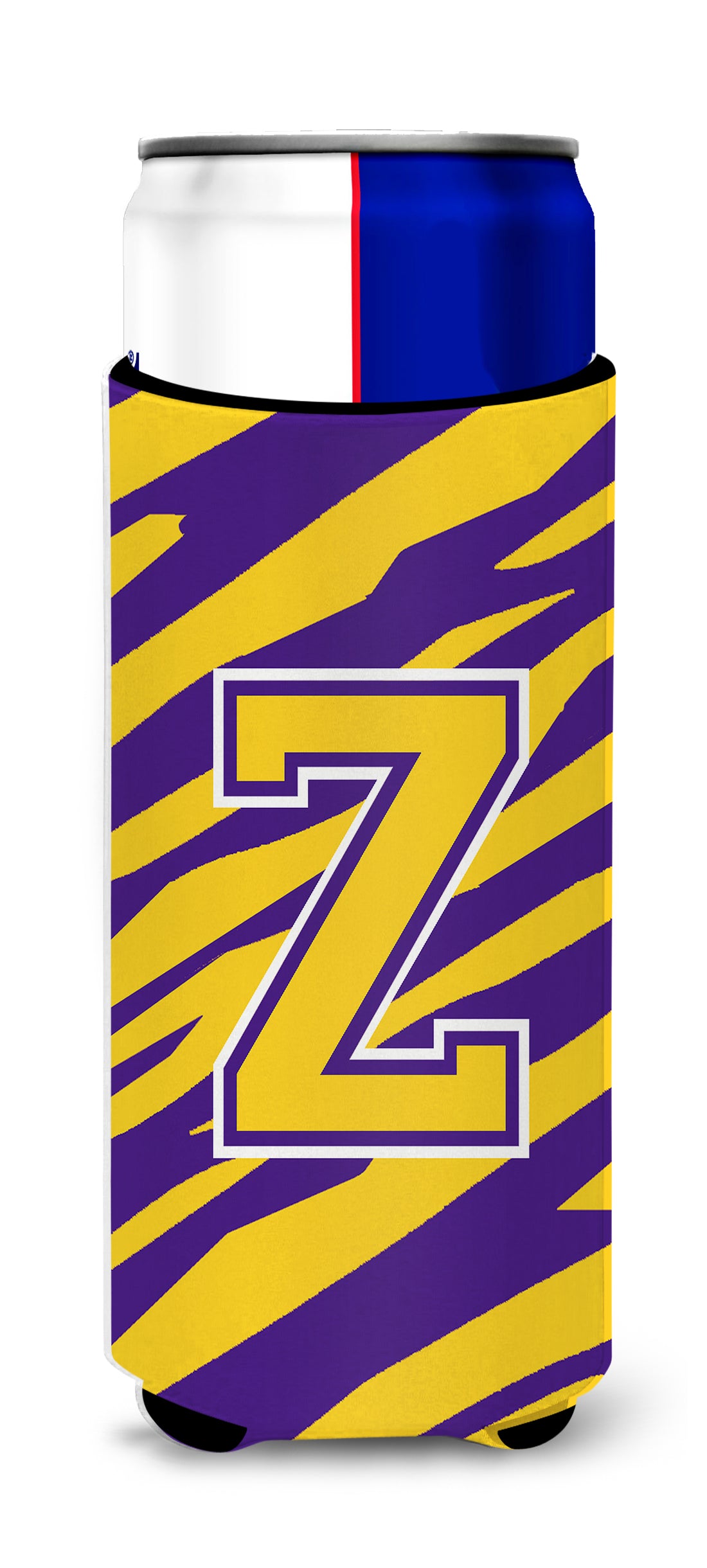 Monogram - Tiger Stripe - Purple Gold  Letter Z Ultra Beverage Insulators for slim cans CJ1022-ZMUK