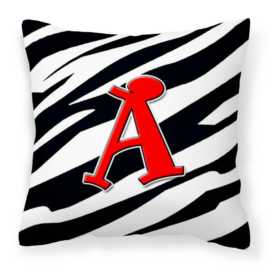 Letter A Monogram - Zebra Stripe and Red Fabric Decorative Pillow CJ1024-APW1414 - the-store.com