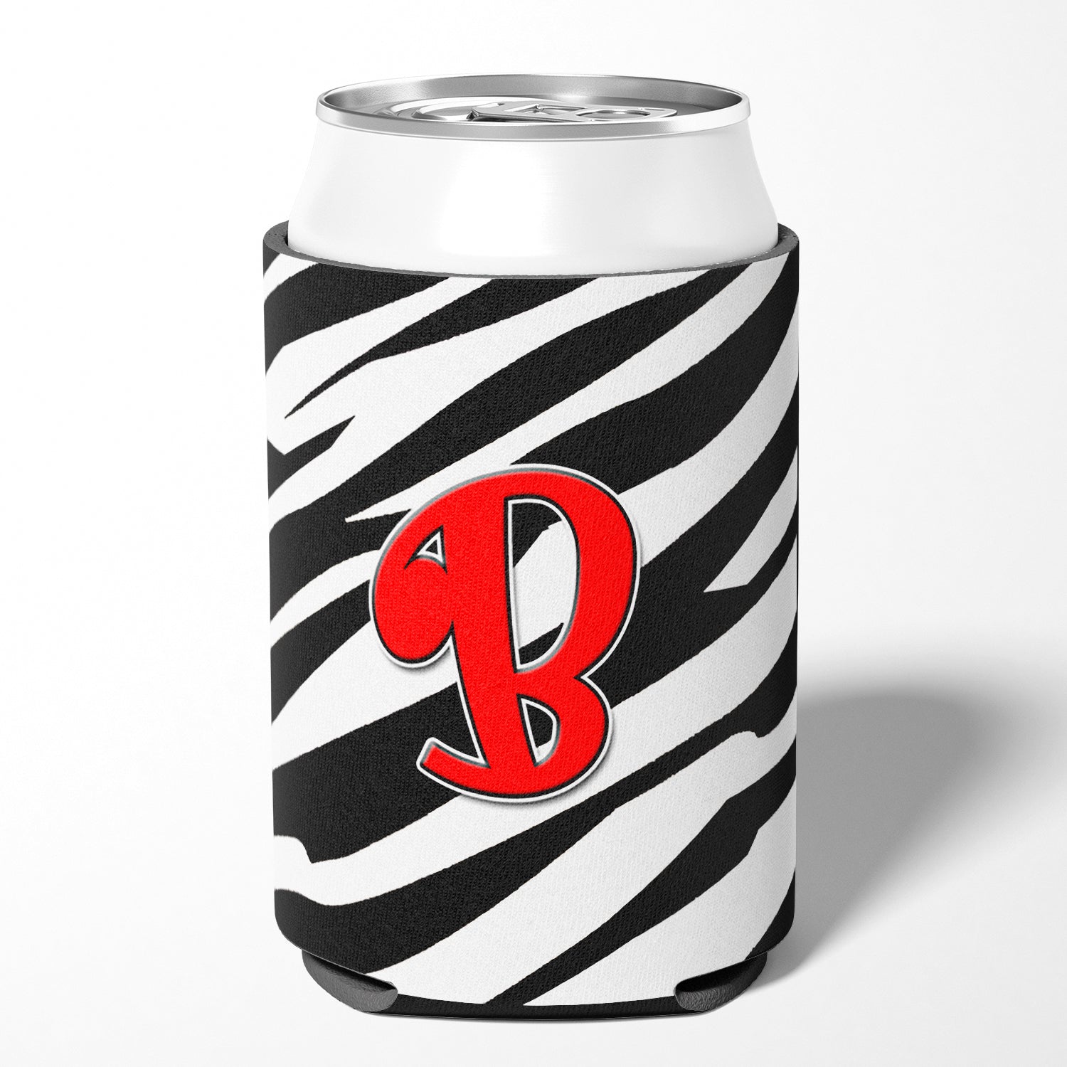 Letter B Initial Monogram - Zebra Red Can or Bottle Beverage Insulator Hugger