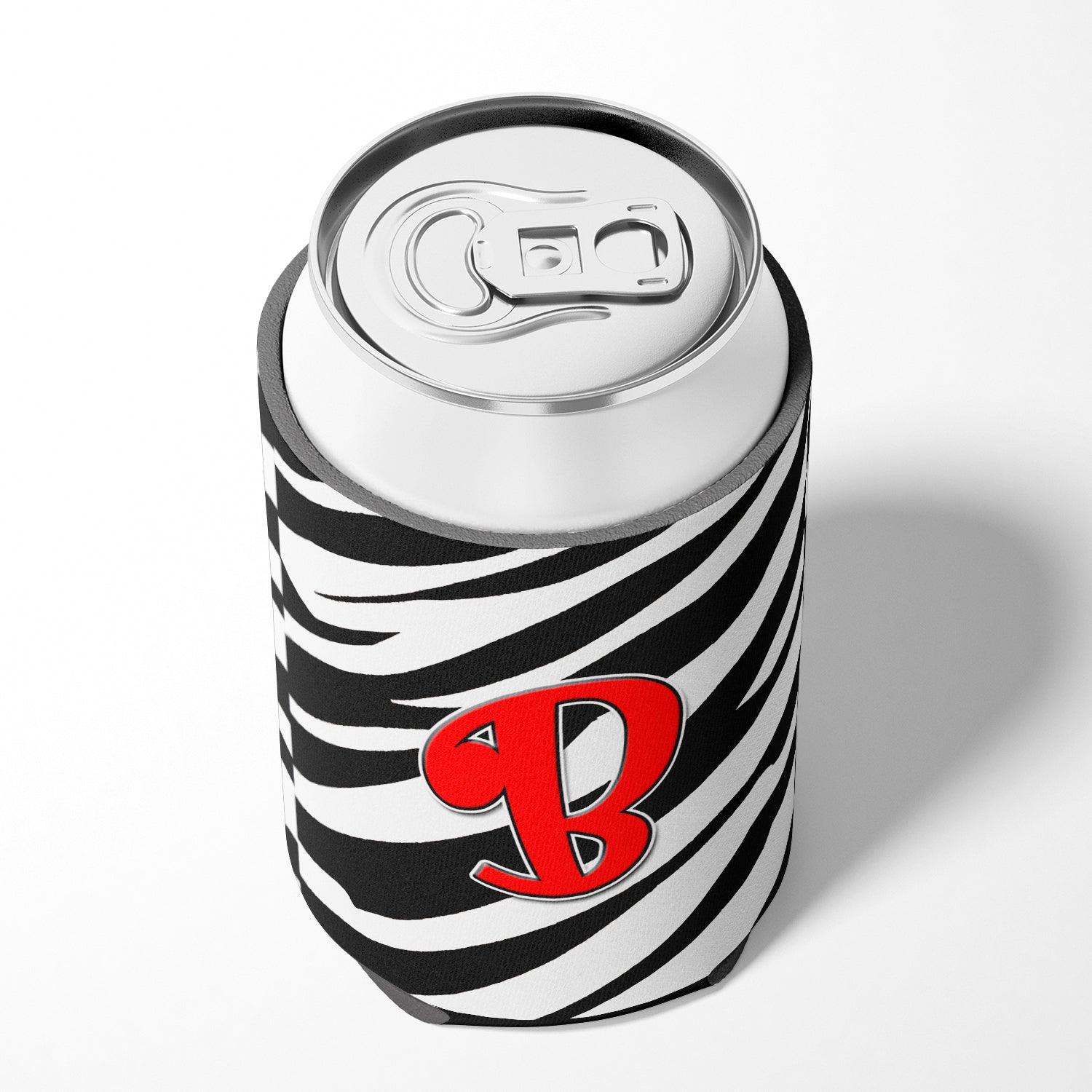 Letter B Initial Monogram - Zebra Red Can or Bottle Beverage Insulator Hugger.