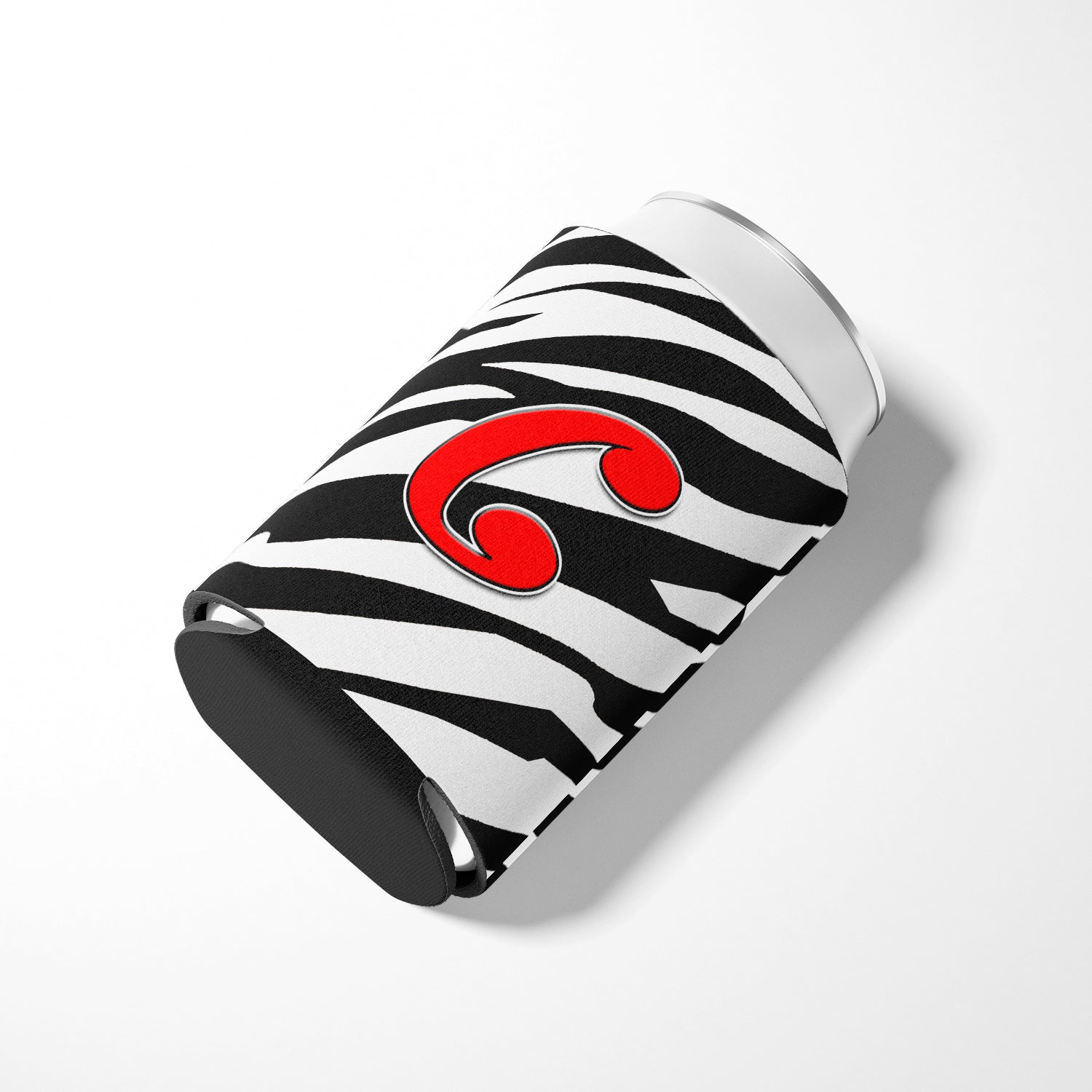 Letter C Initial Monogram - Zebra Red Can or Bottle Beverage Insulator Hugger