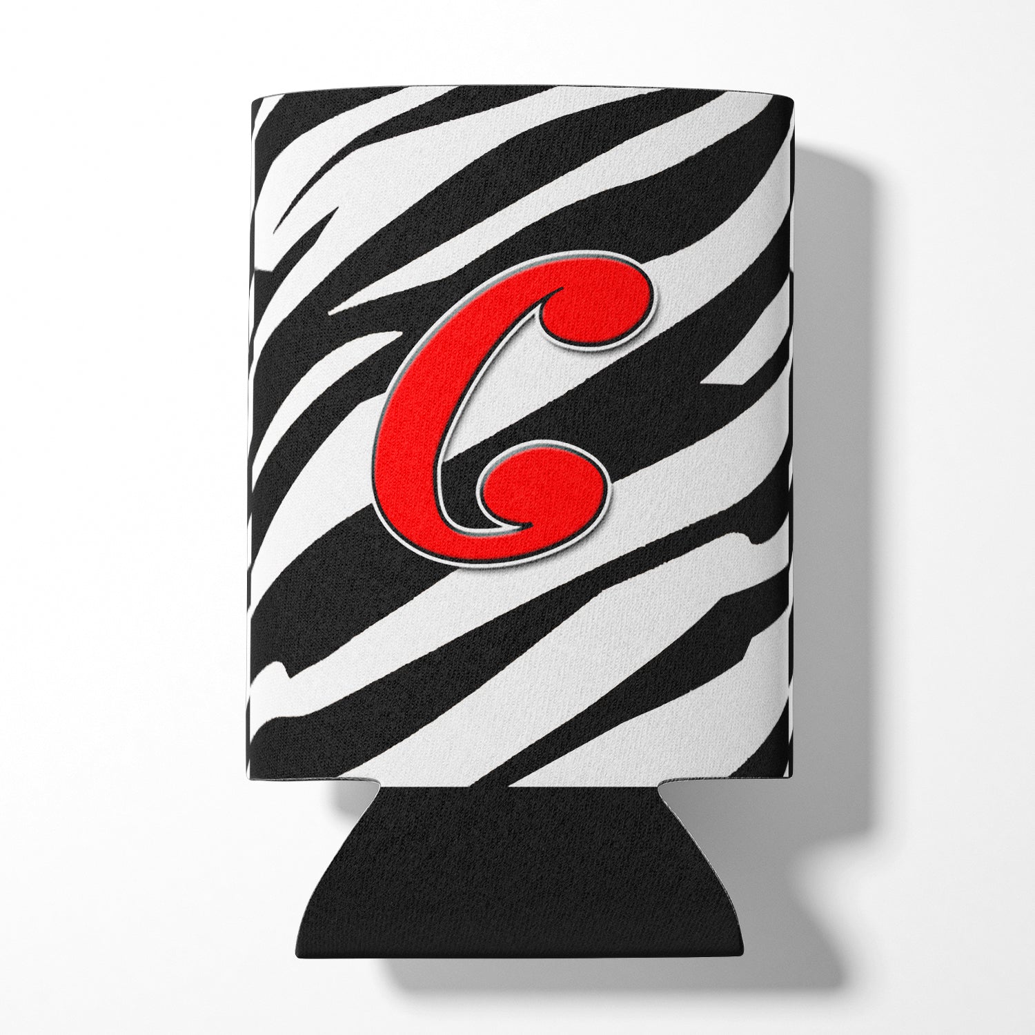 Letter C Initial Monogram - Zebra Red Can or Bottle Beverage Insulator Hugger