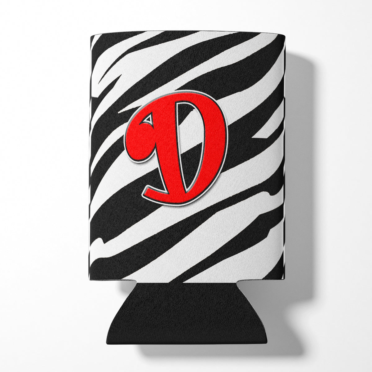 Letter D Initial Monogram - Zebra Red Can or Bottle Beverage Insulator Hugger.