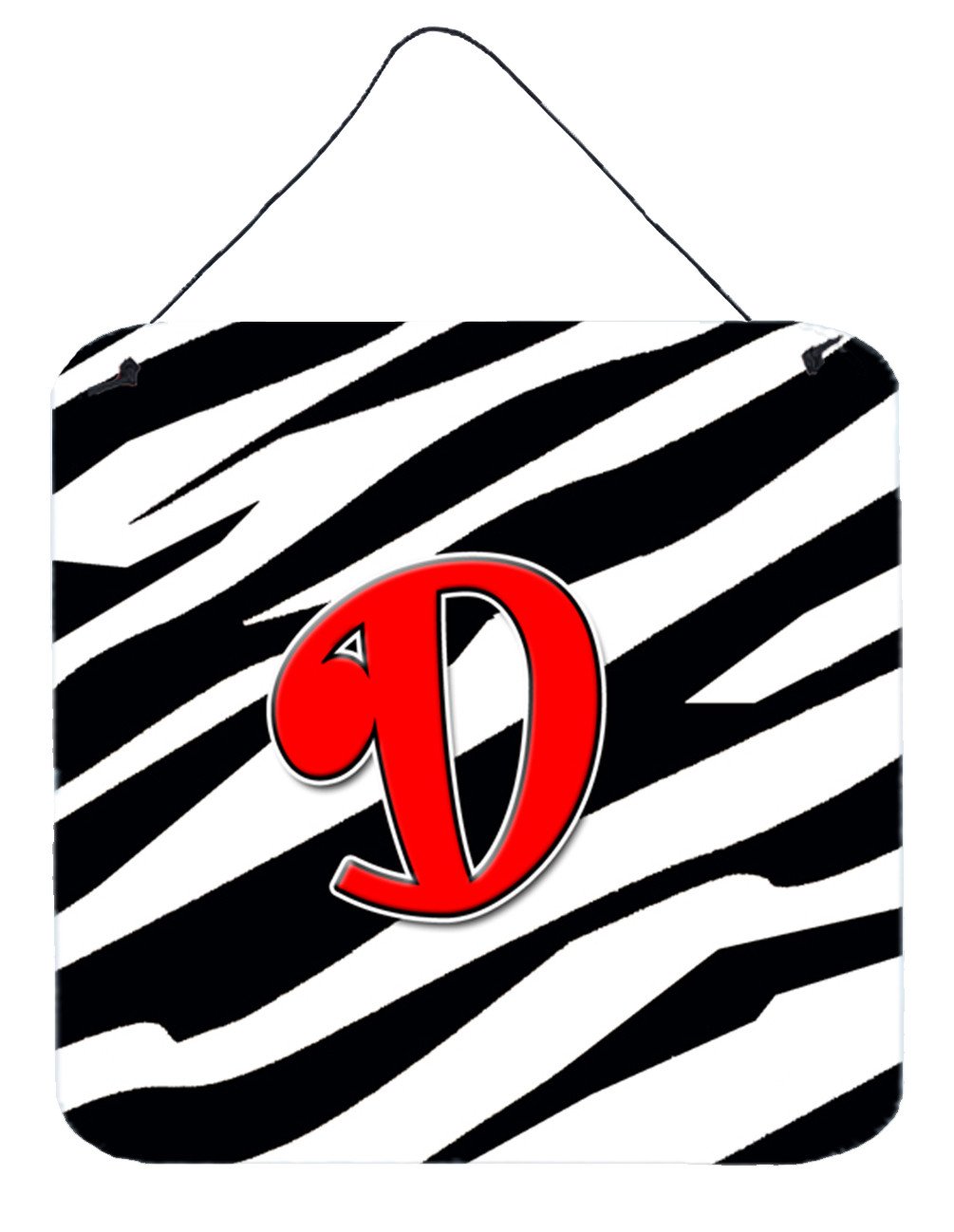 Letter D Initial Monogram - Zebra Red Wall or Door Hanging Prints by Caroline&#39;s Treasures