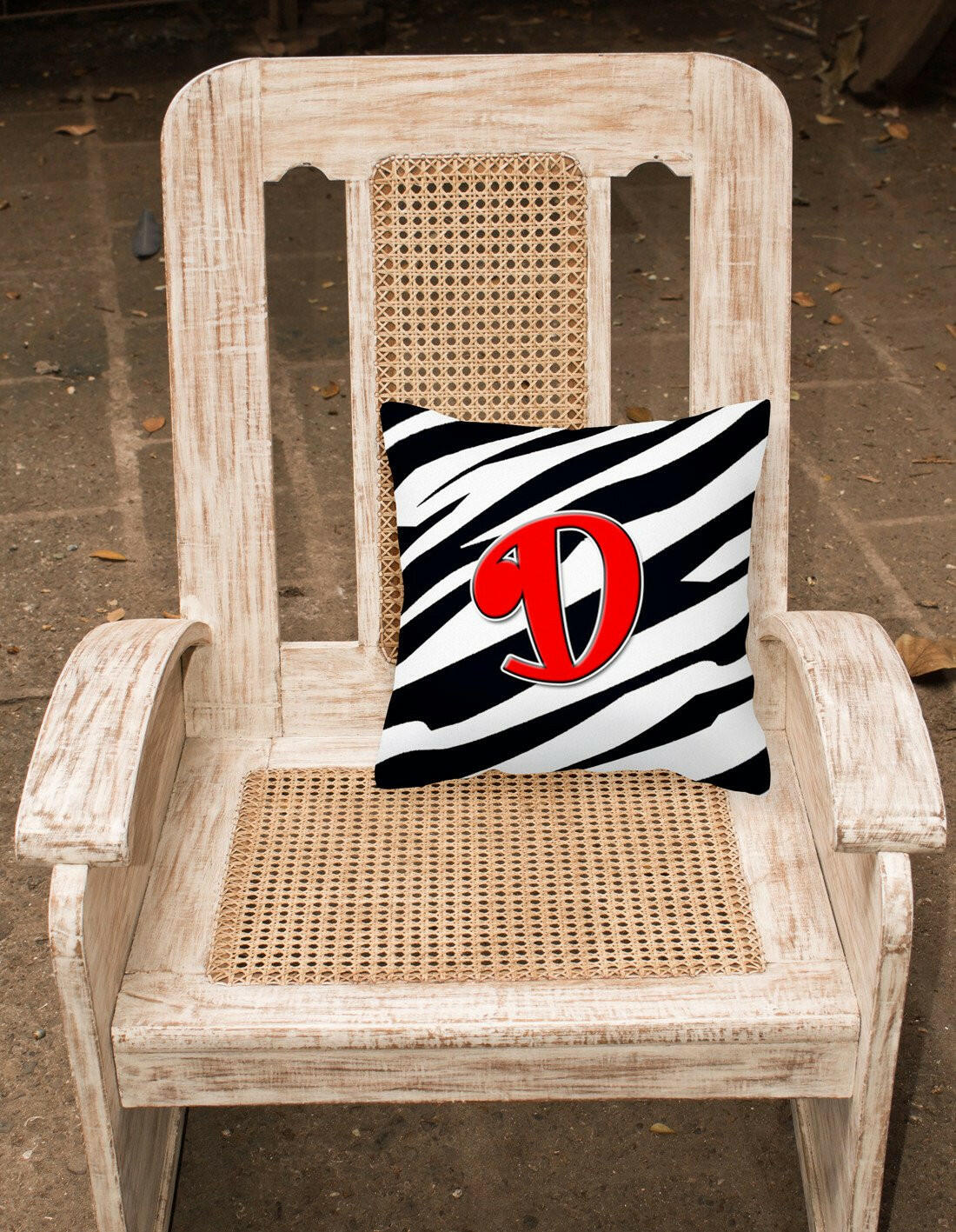 Monogram Initial D Zebra Red Decorative   Canvas Fabric Pillow CJ1024 - the-store.com