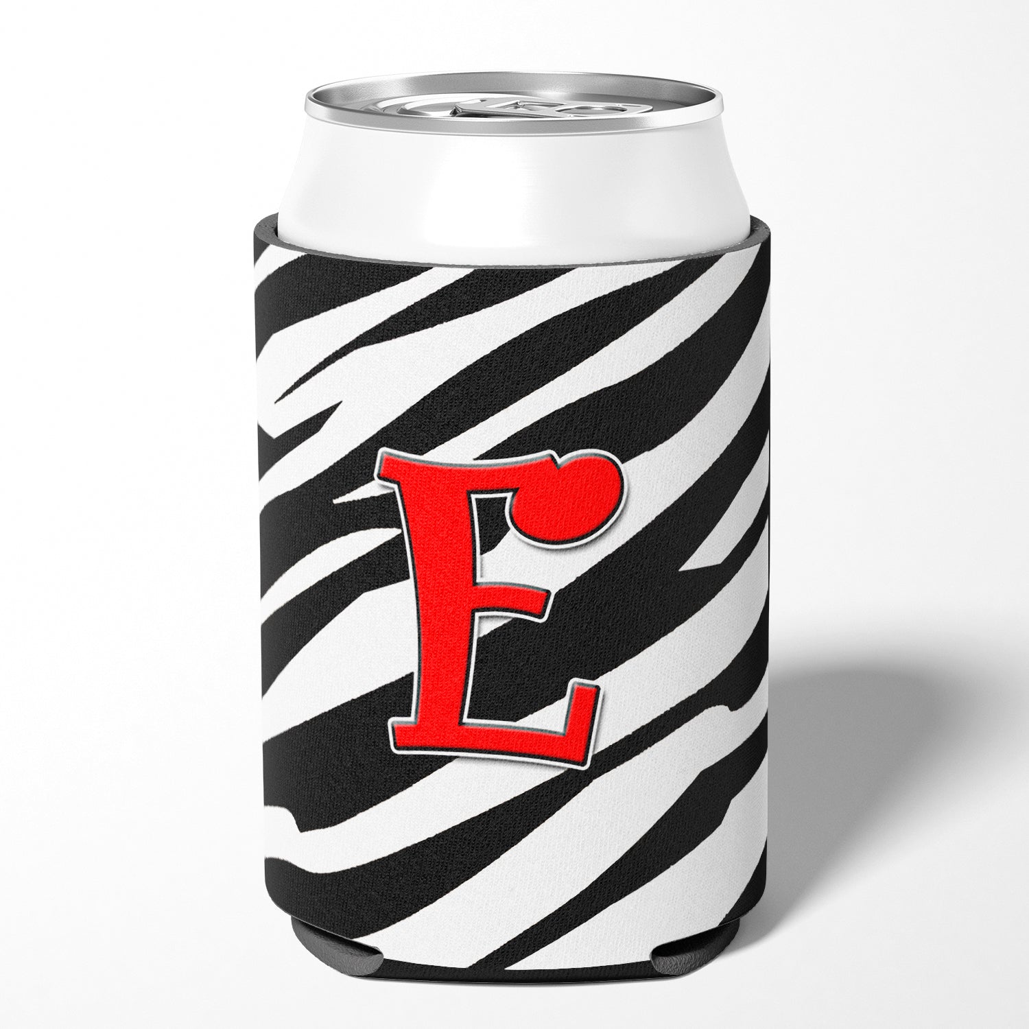 Letter E Initial Monogram - Zebra Red Can or Bottle Beverage Insulator Hugger