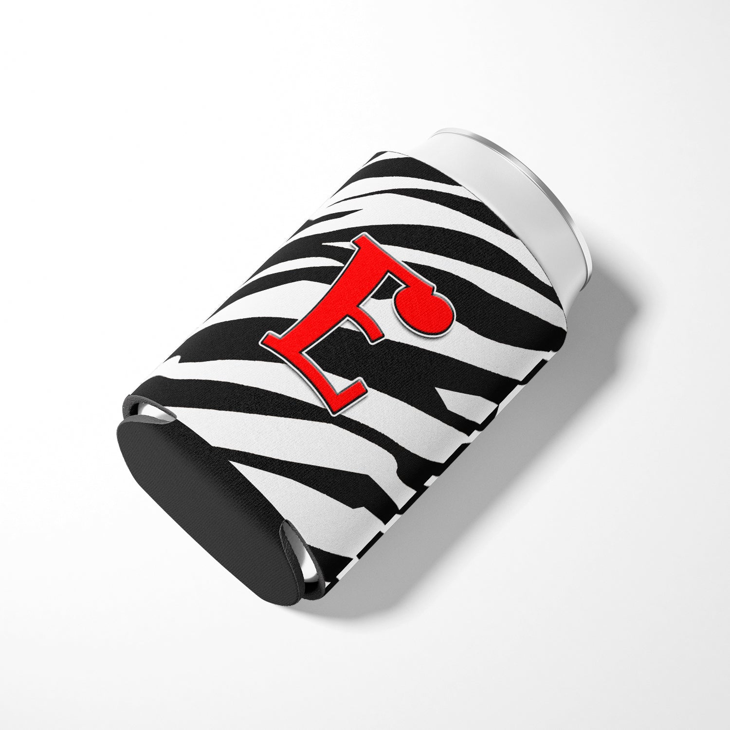 Letter E Initial Monogram - Zebra Red Can or Bottle Beverage Insulator Hugger.
